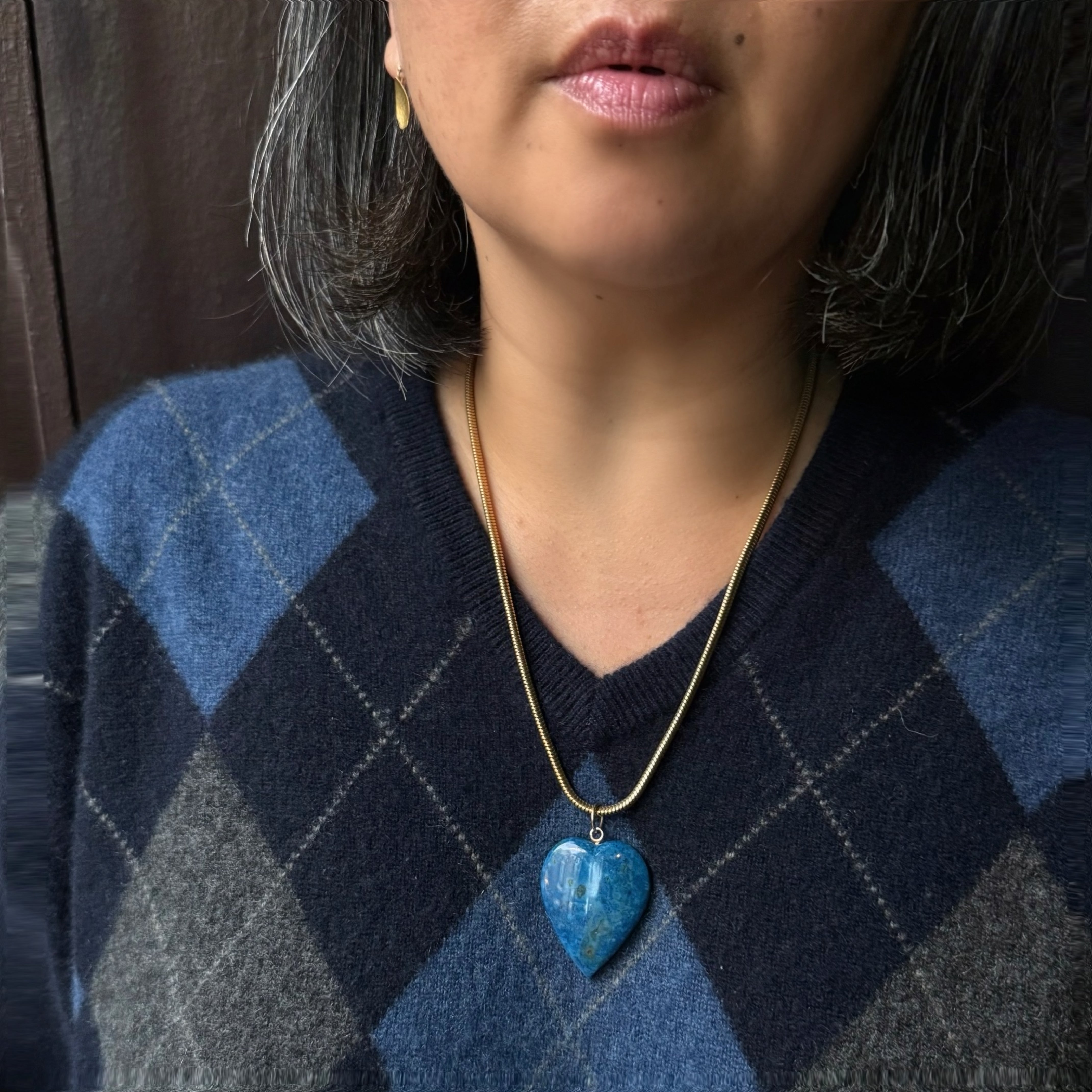 Vintage Mid-Century Sodalite Heart Pendant