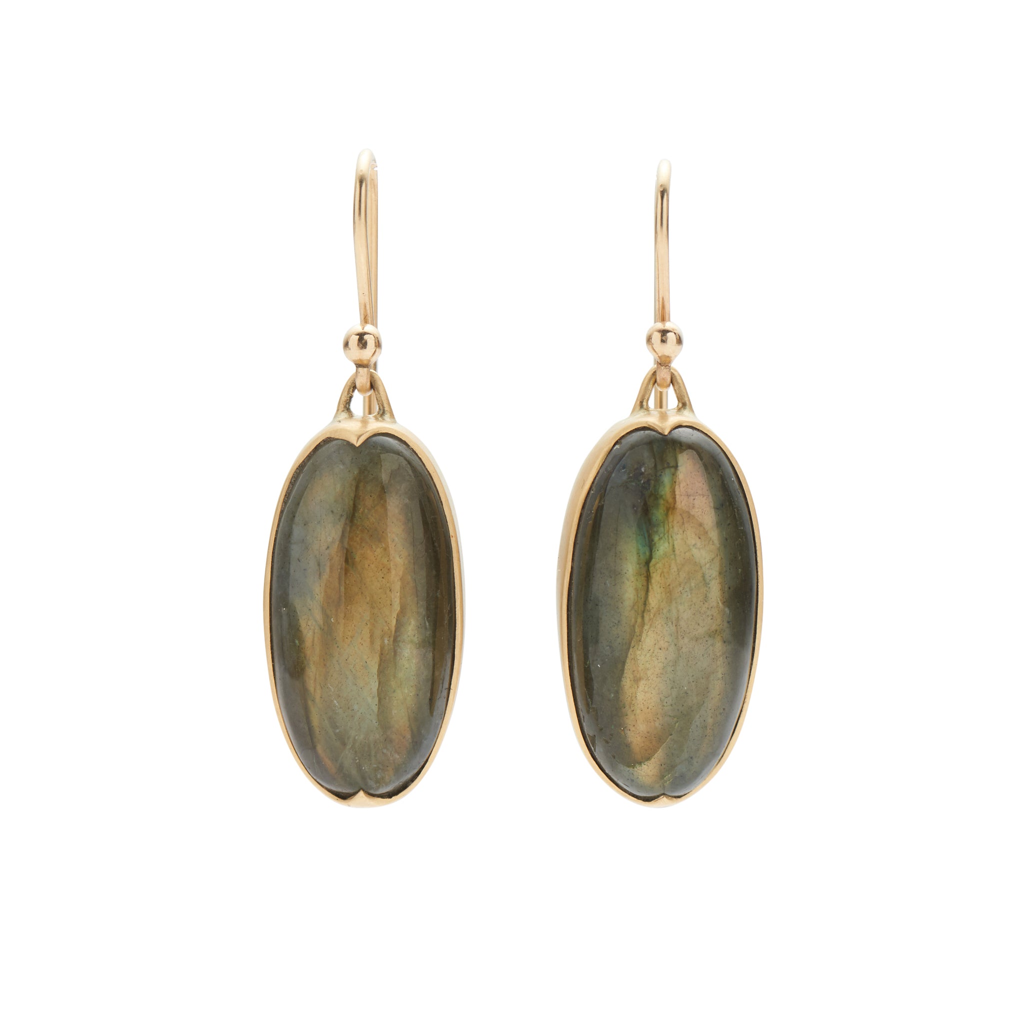 Gabriella Kiss 18k Oval Golden Labradorite Earrings