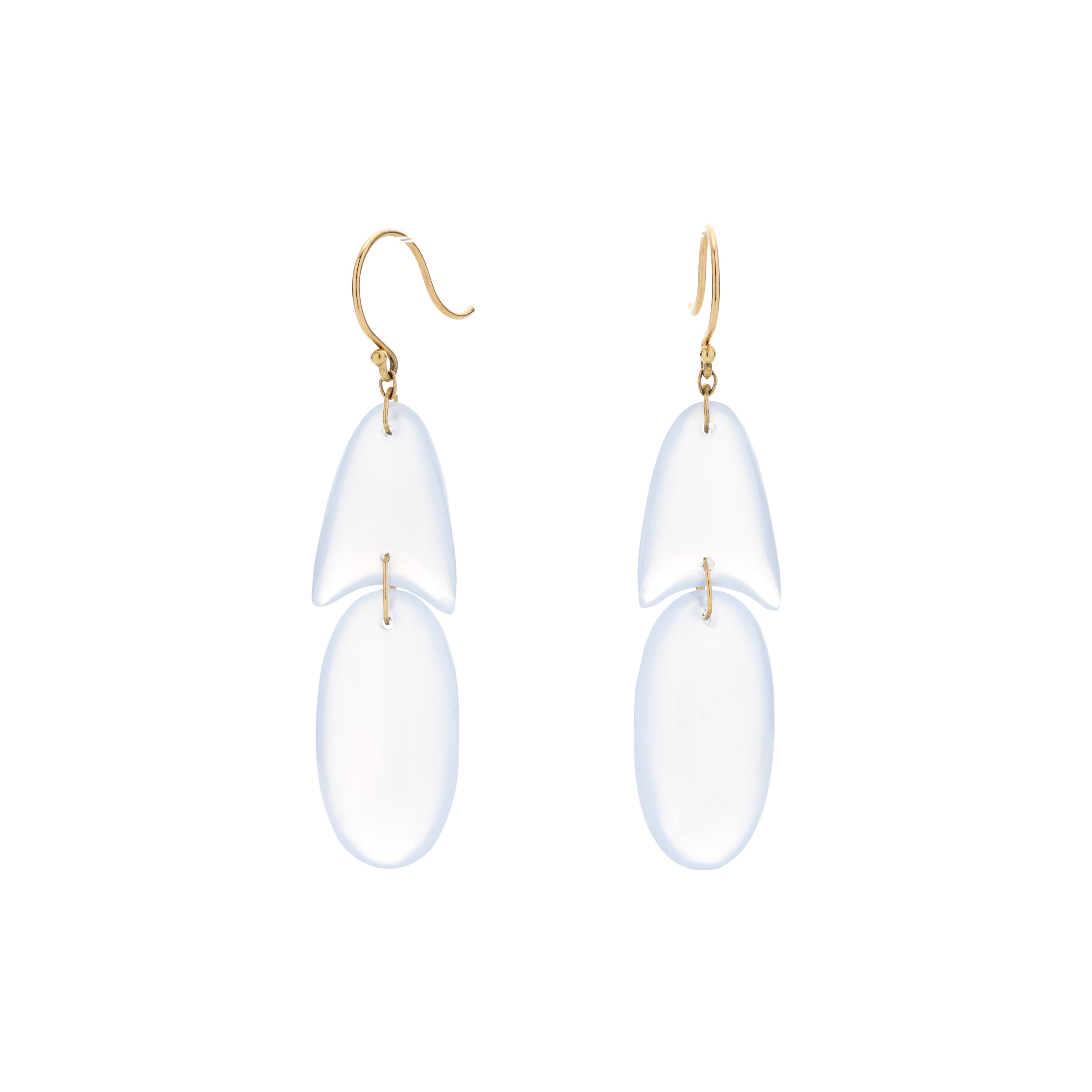 TenThousandThings 18k Chalcedony Tiny Arrowhead Earrings