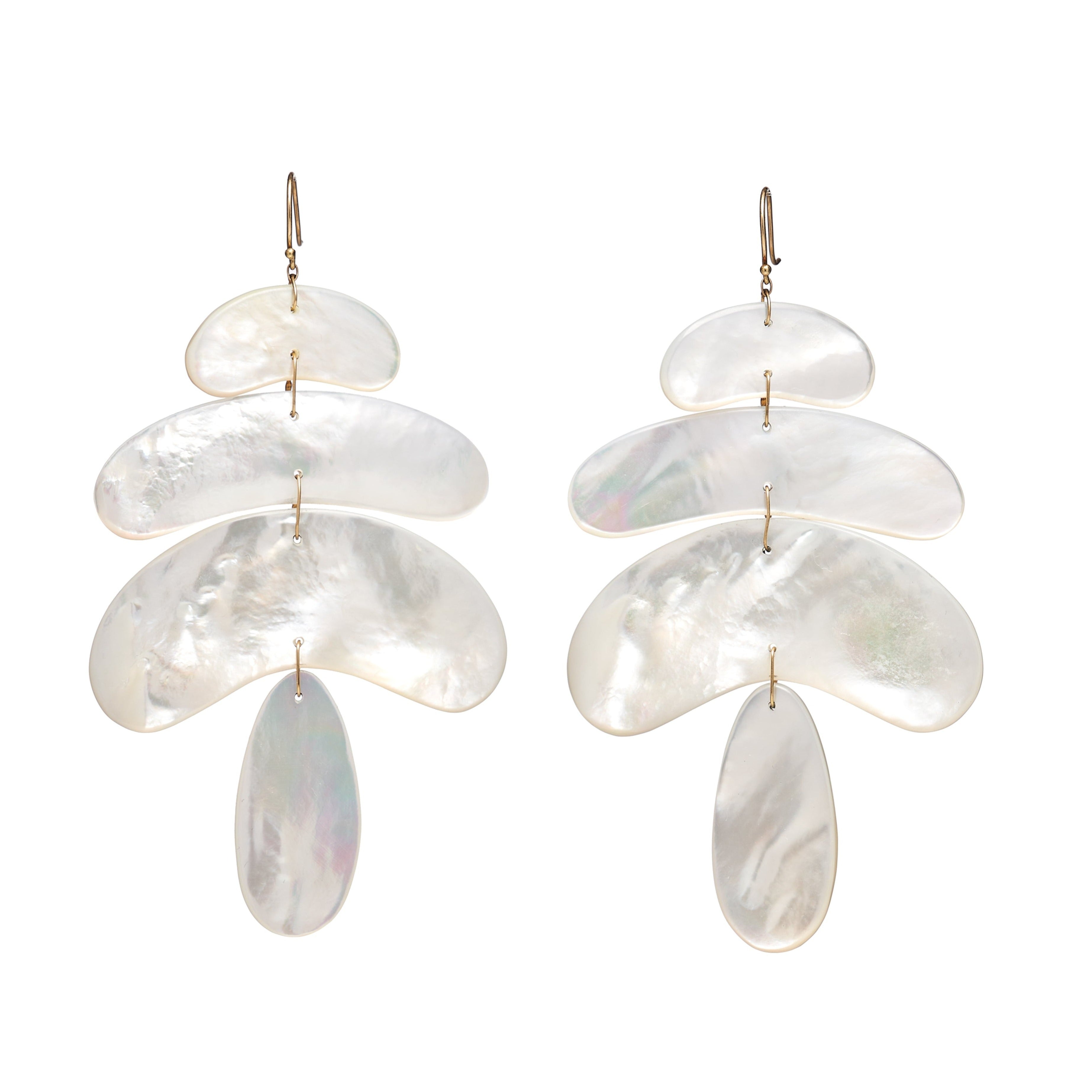 TenThousandThings 18k Large Mother of Pearl Totem Earrings