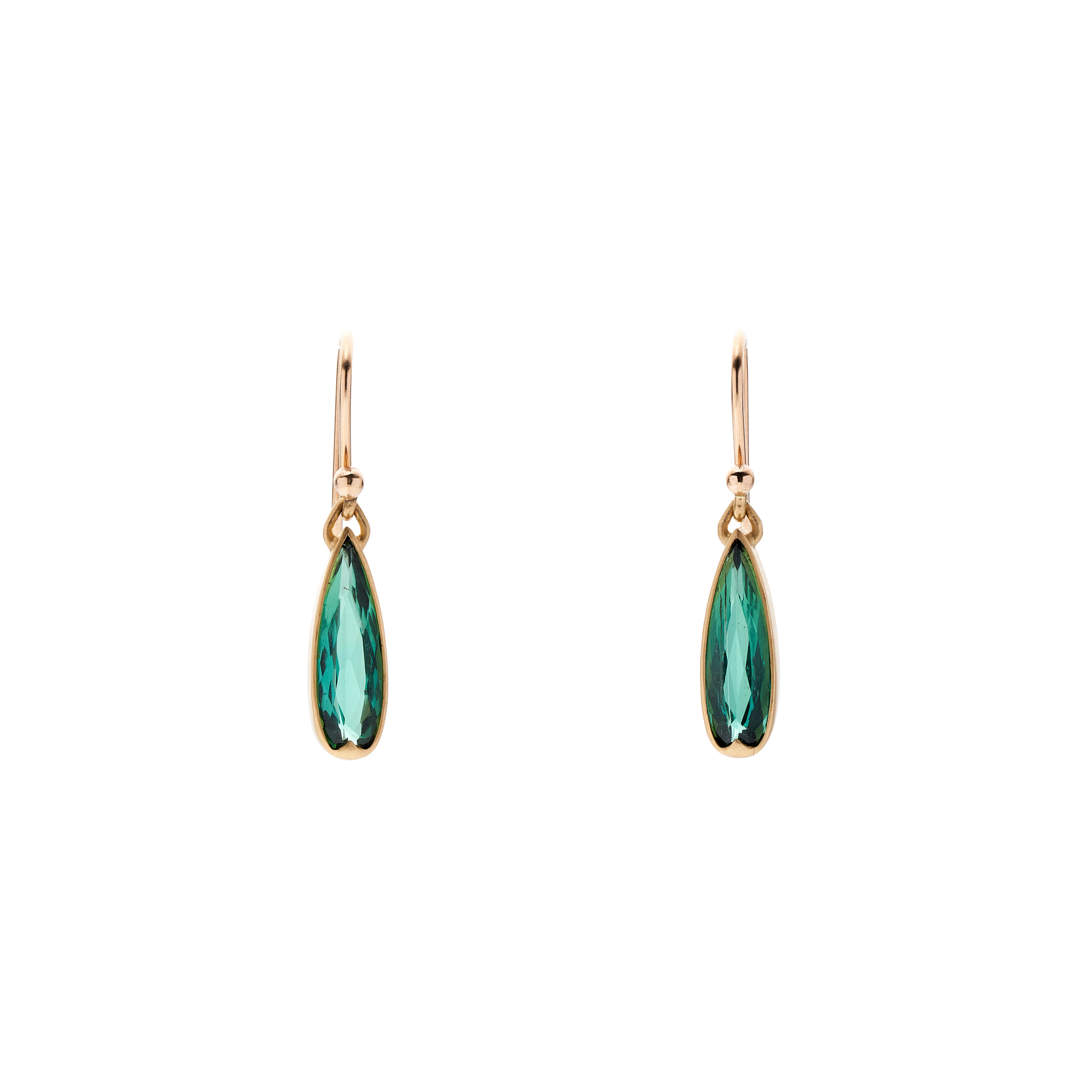 Gabriella Kiss 18k Elongated Faceted Green Tourmaline Earrings