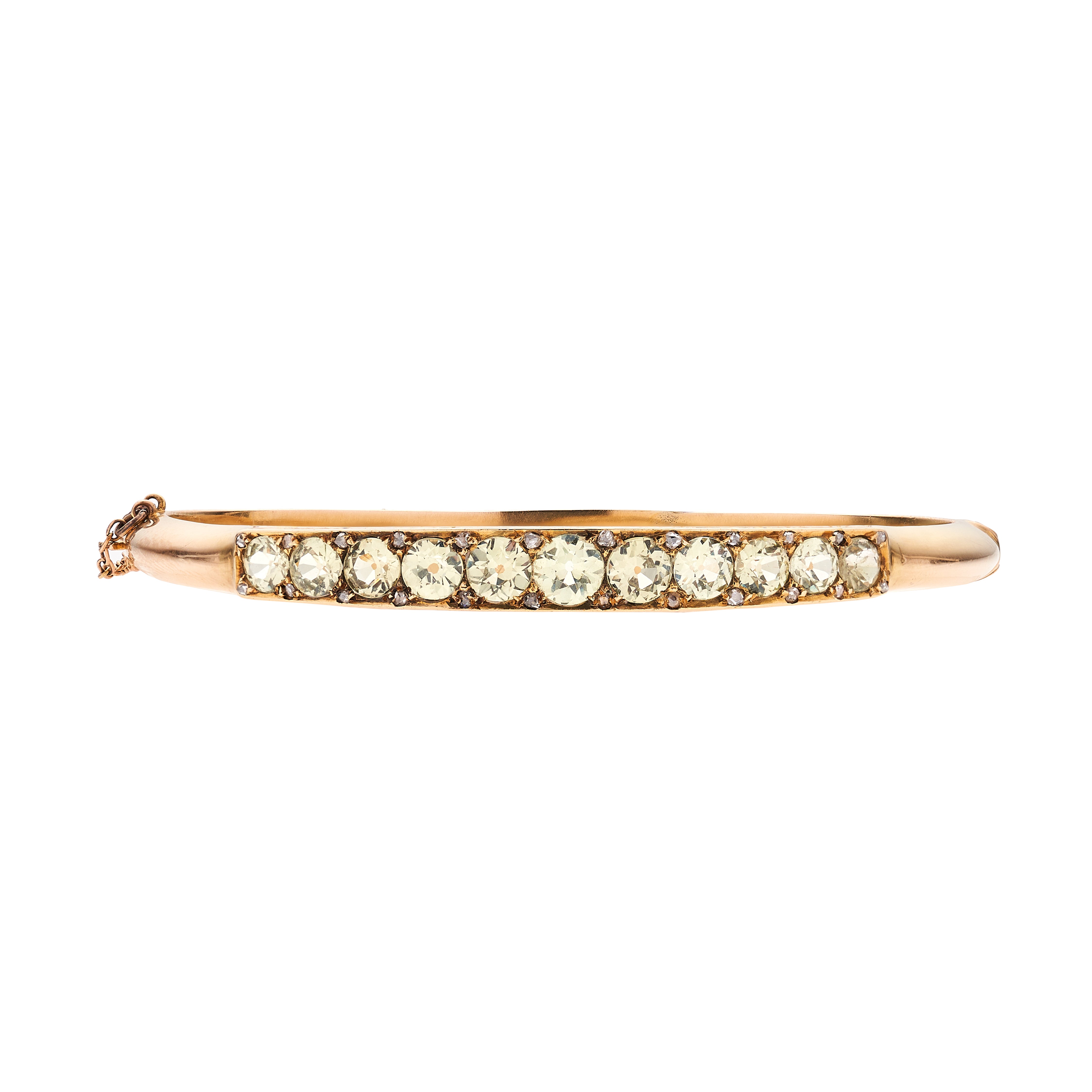 Antique Victorian 14k Chrysoberyl & Rose Cut Diamond Bangle