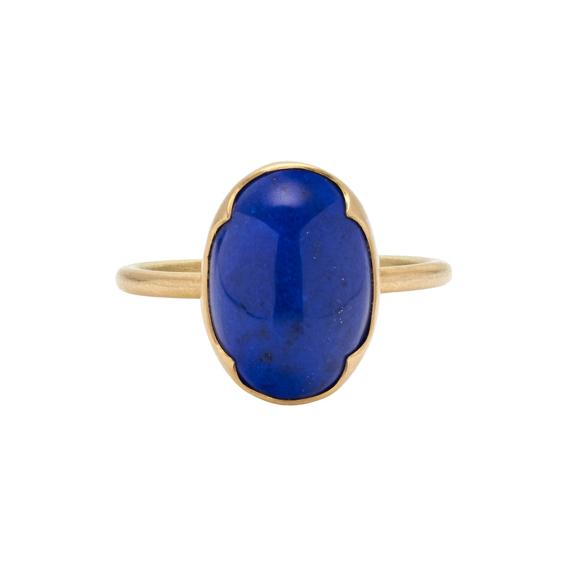 Gabriella Kiss 18k Oval Cabochon Lapis Ring - 4 Scallop