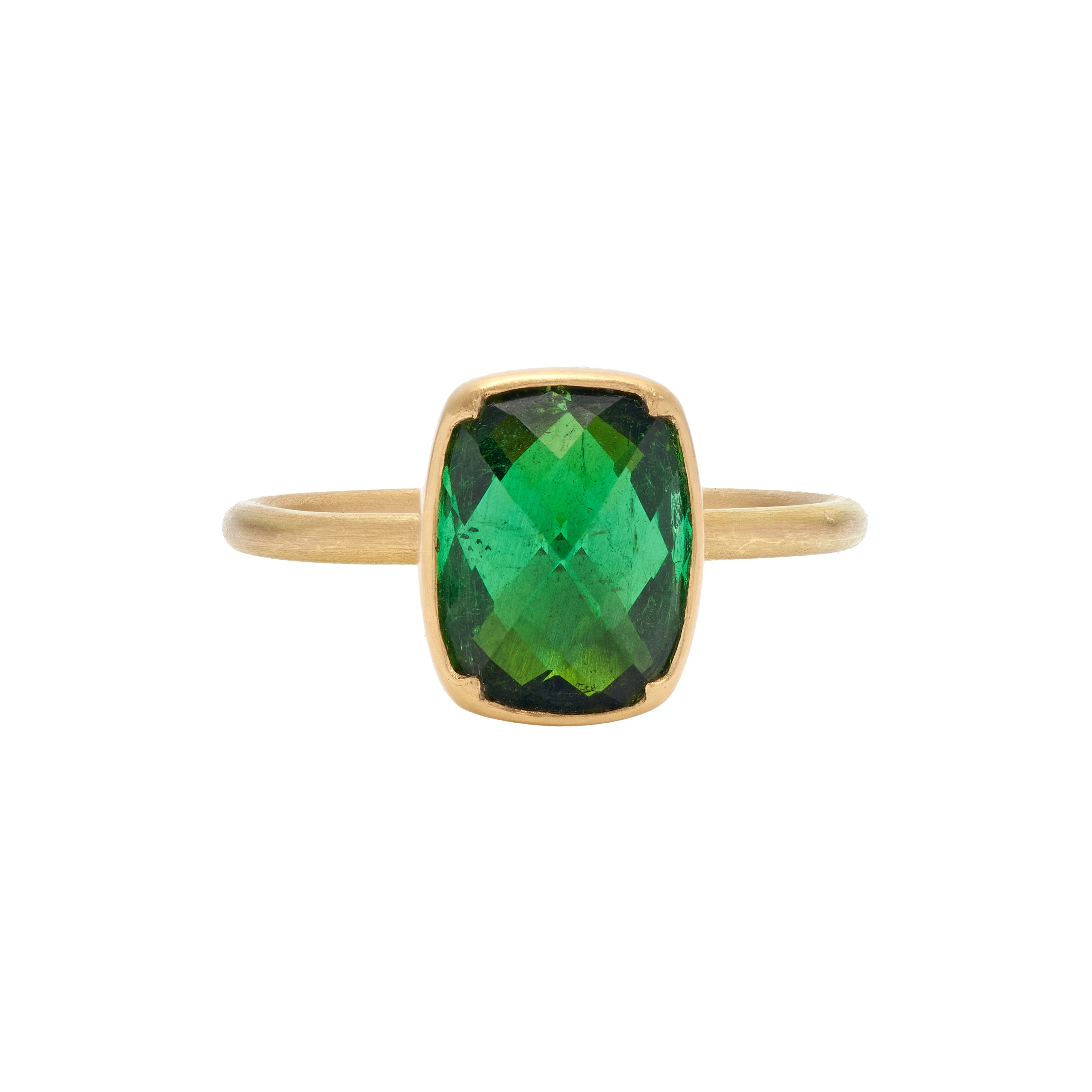 Gabriella Kiss 18k Pineapple Cushion Cut Green Tourmaline- 3.1 ct