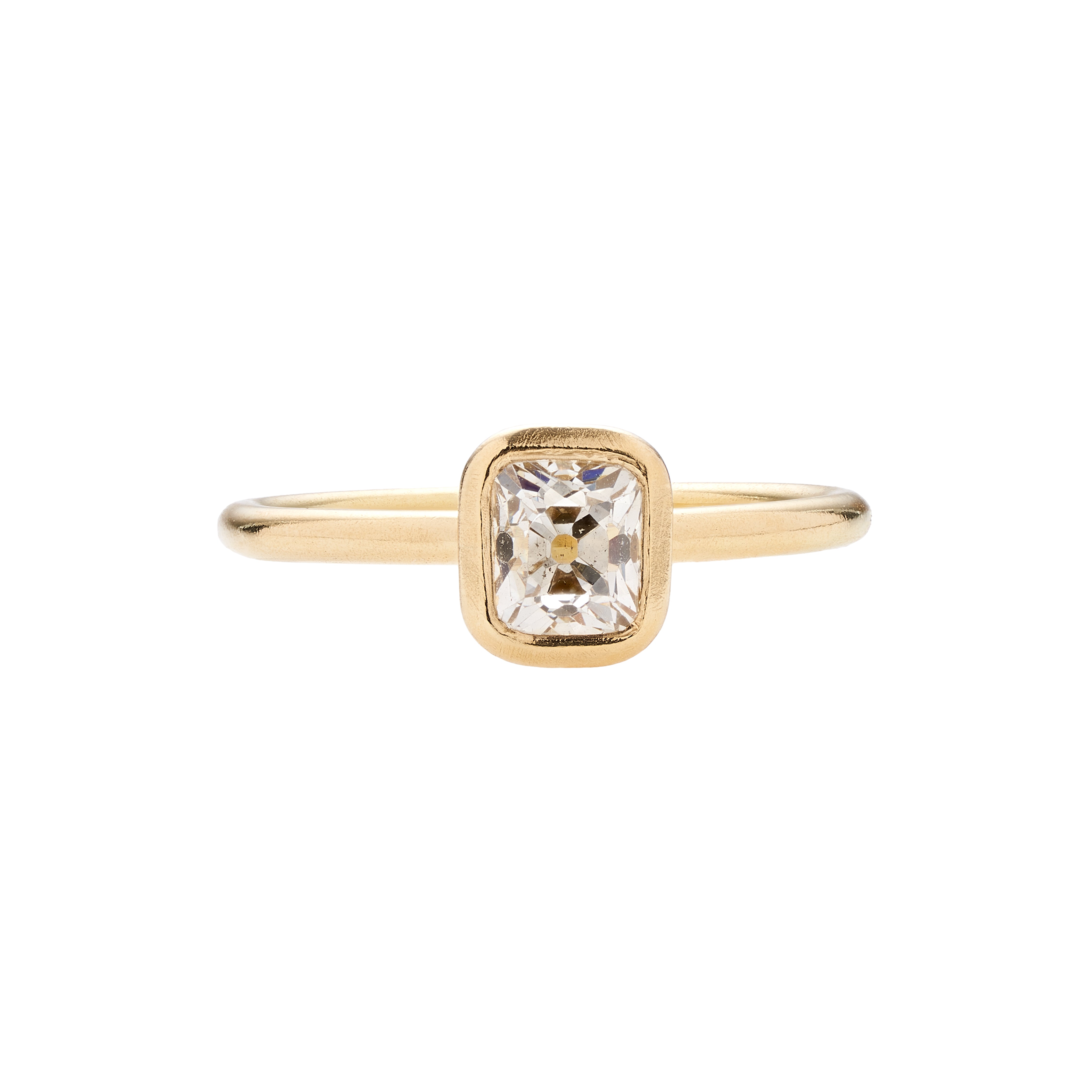 Tura Sugden 18k Antique Cushion Diamond Ring- .65ct