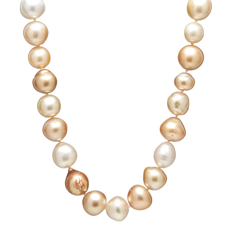 Vintage Mixed Golden South Sea Pearl Necklace - 18"