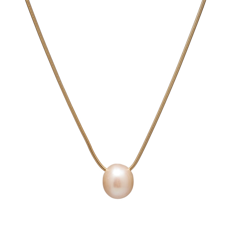 Dezso Creamy Pearl Bead Pendant w/ 18k Shark Fin Inlay