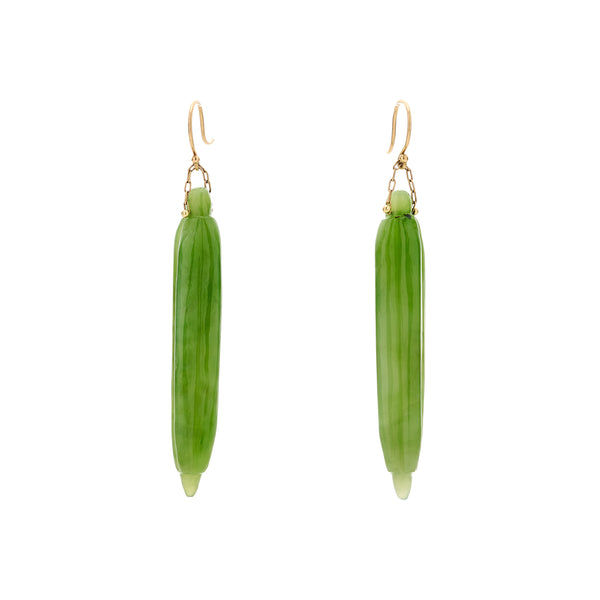 TenThousandThings 18k Jade Pine Needle Earrings