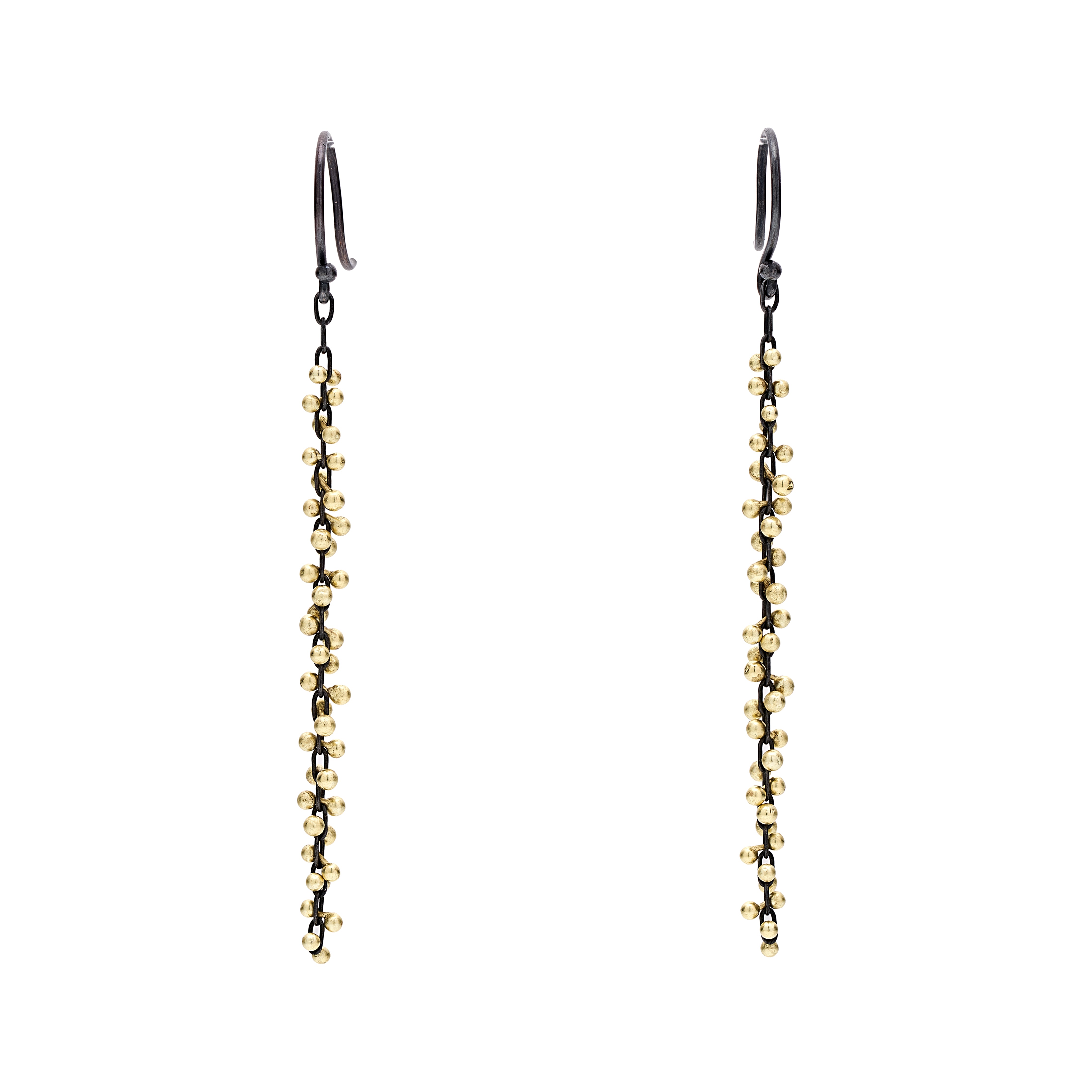 TenThousandThings 18k Beaded Long Cluster on Black Earrings