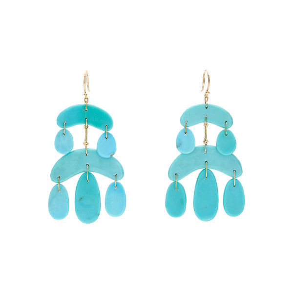 TenThousandThings 18k Mini Chandelier Turquoise Earrings