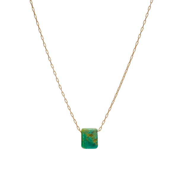 TenThousandThings 18k Green Turquoise Chicklet Necklace