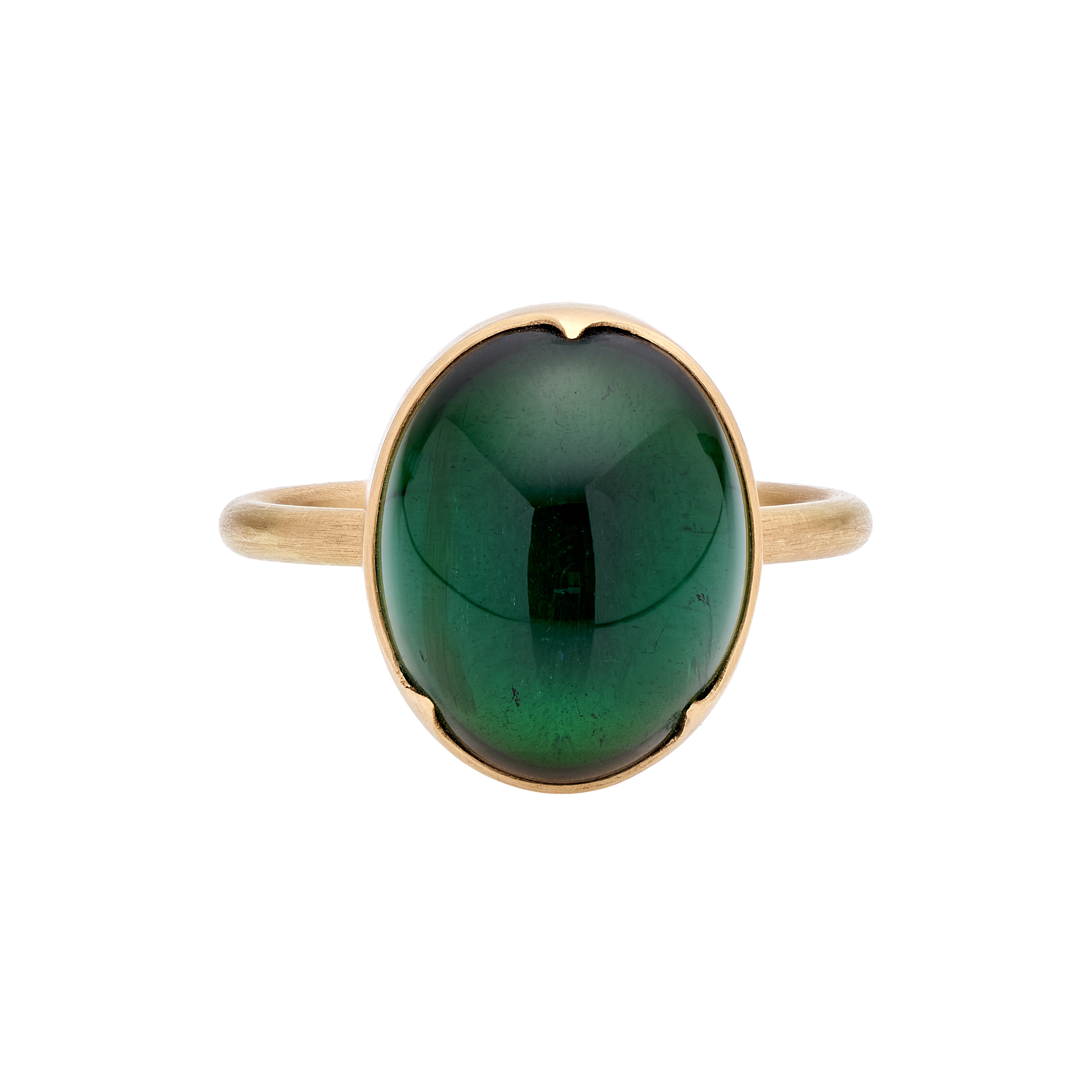 Gabriella Kiss 18k Medium Oval Cabochon Green Tourmaline Ring - 10ct