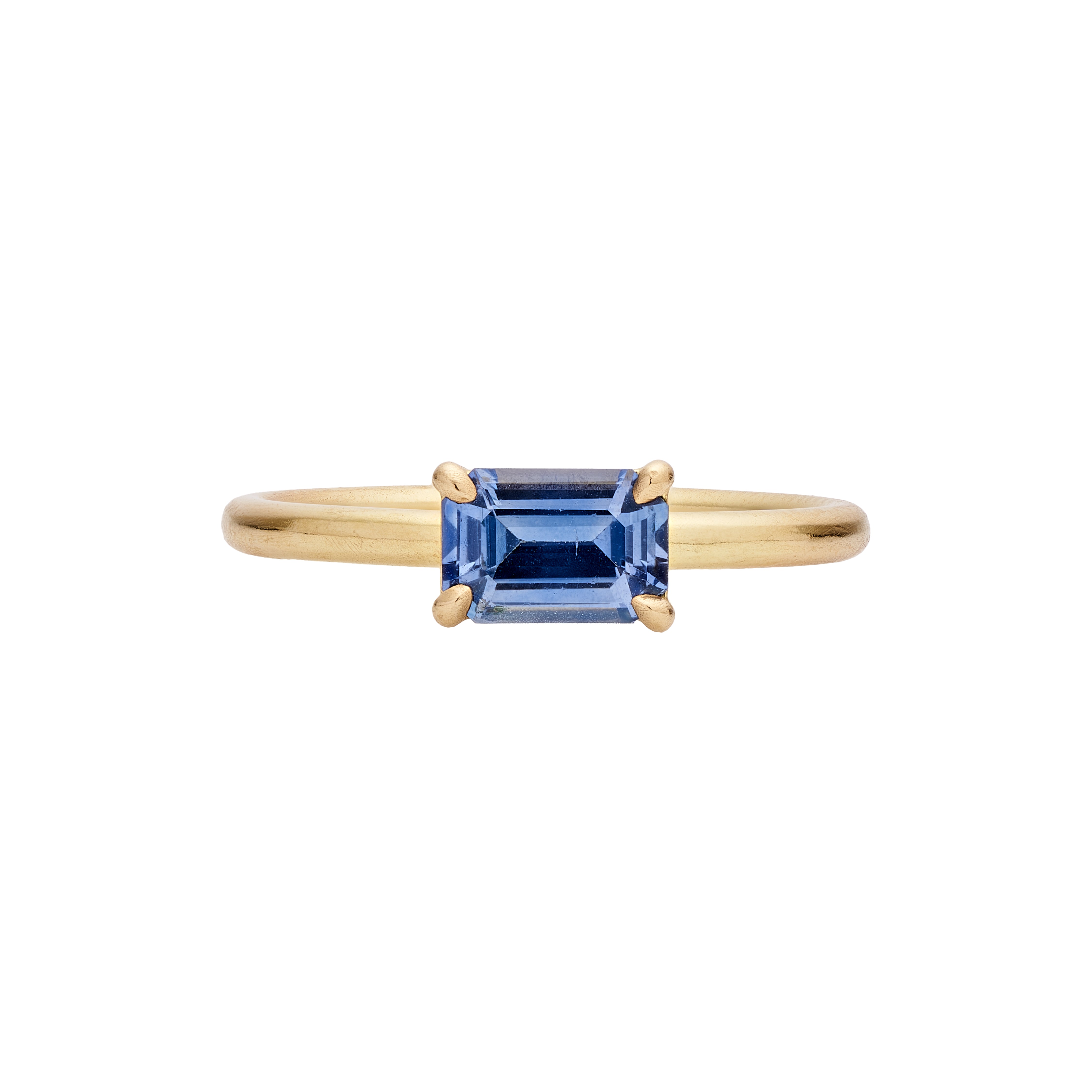 Tura Sugden 18k East/West Sapphire Step Cut Solitaire Ring- .94ct