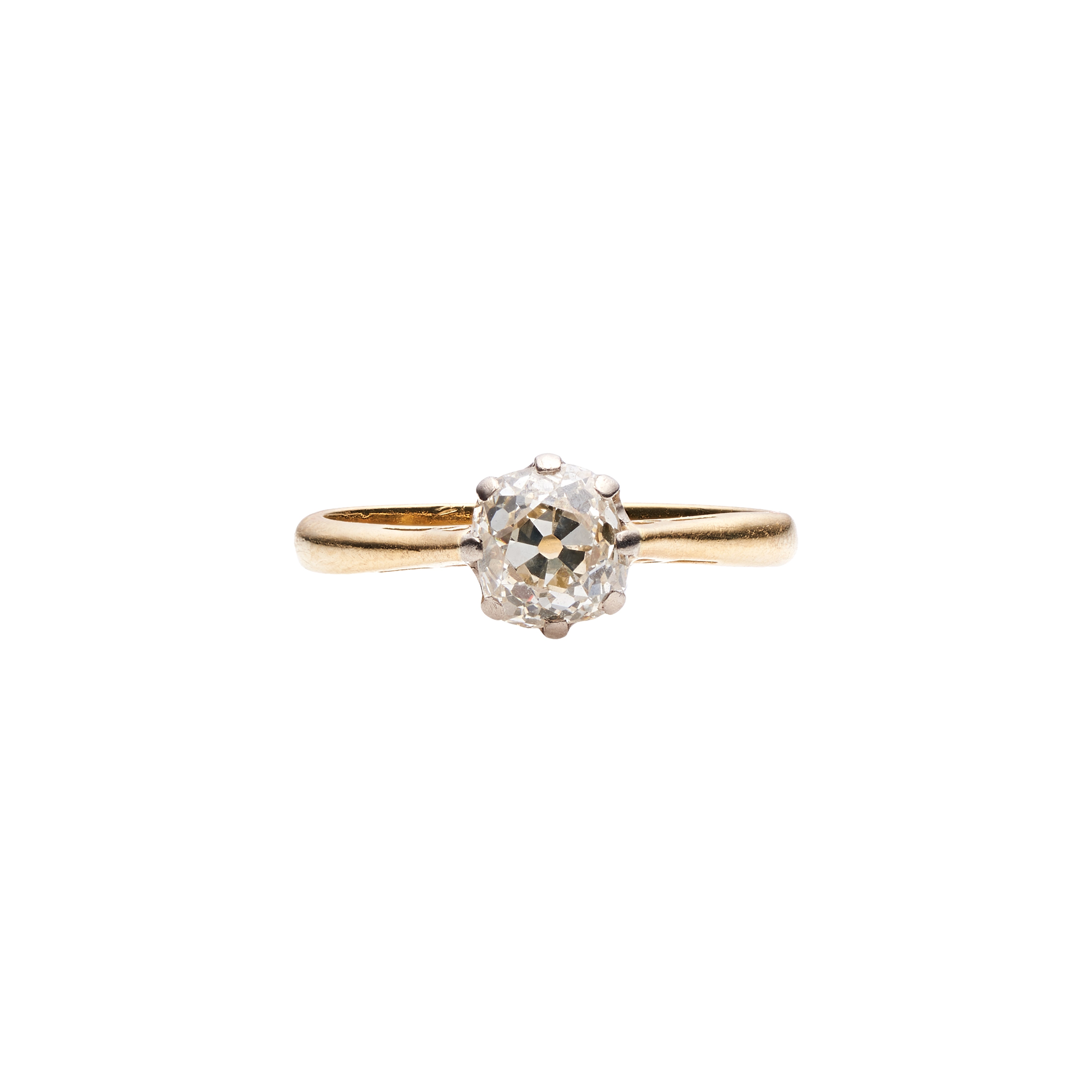 Antique 18k Cushion Cut Diamond Solitaire Ring - .75ct