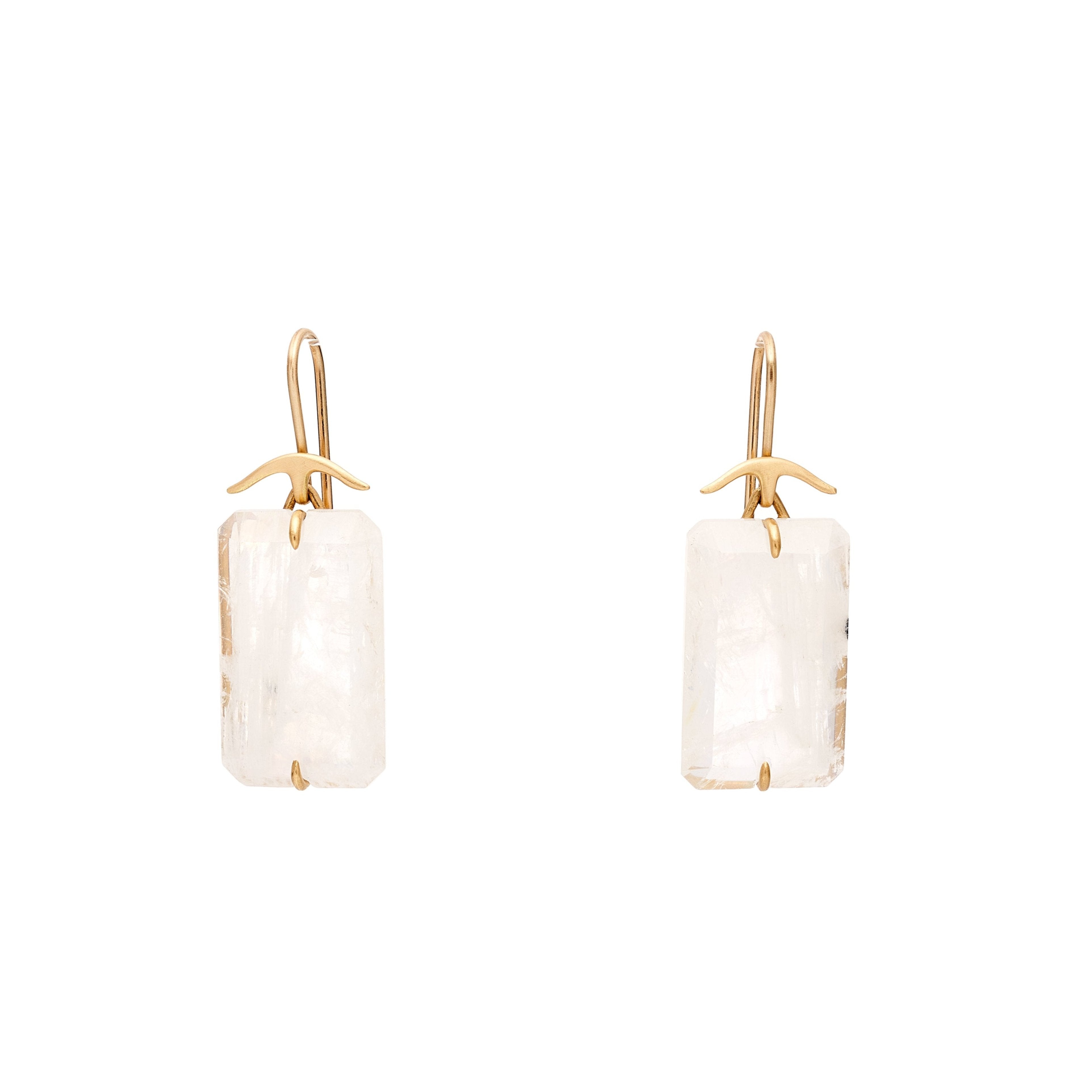 Gabriella Kiss 18k/14k Emerald Cut Moonstone Earrings