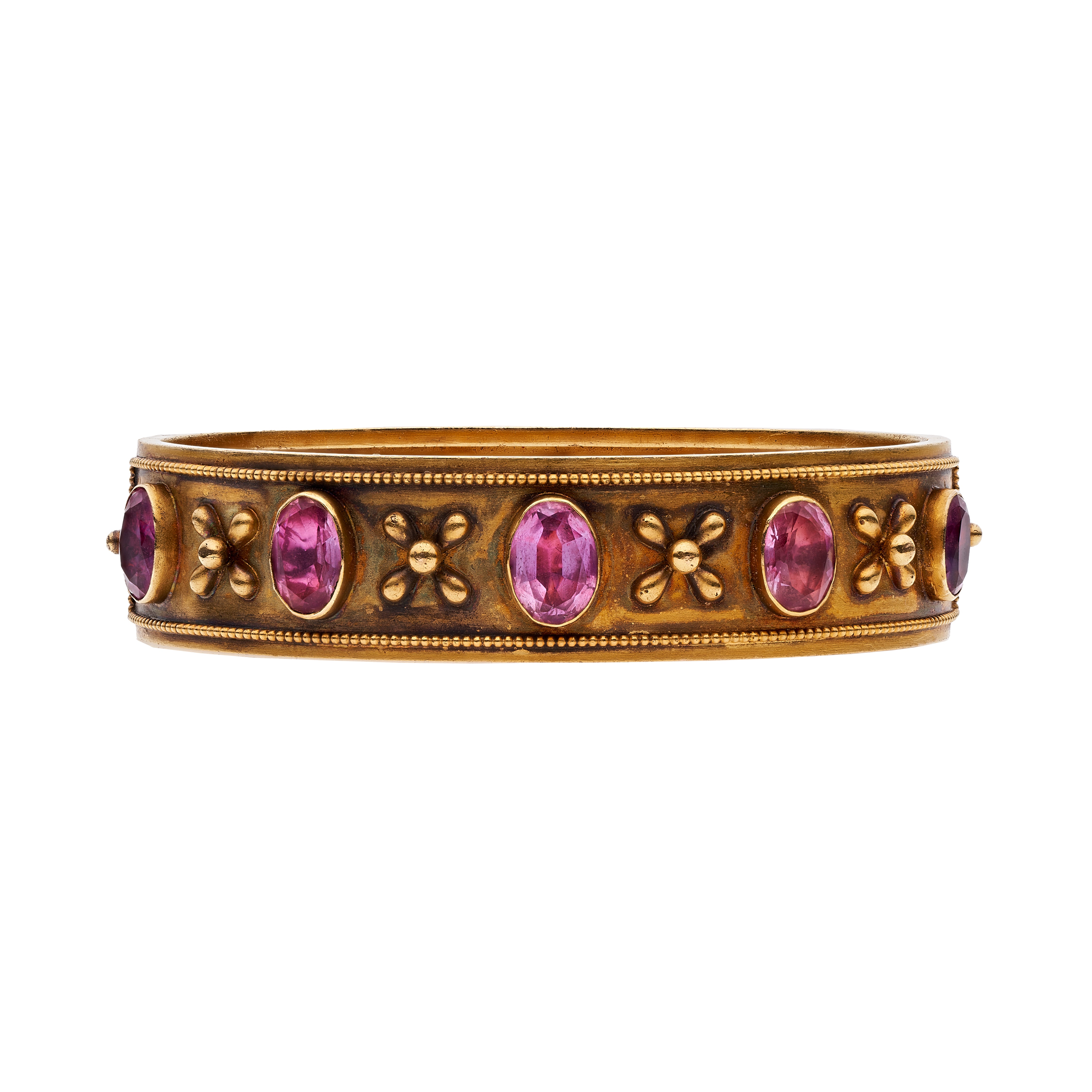 Antique Victorian 15k Pink Topaz Bangle Bracelet