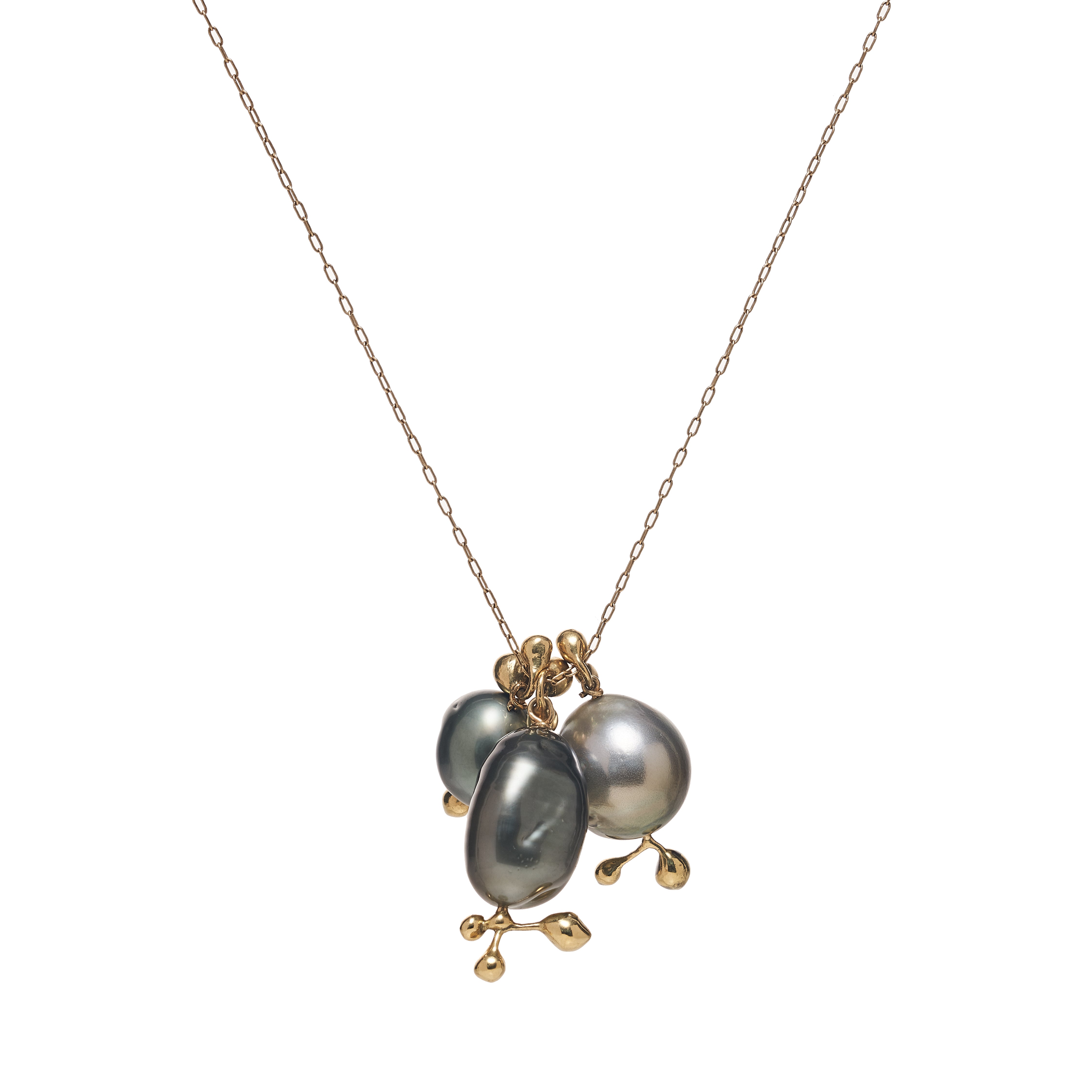 TenThousandThings 18k Tahitian Pearl Charm Necklace- 22”