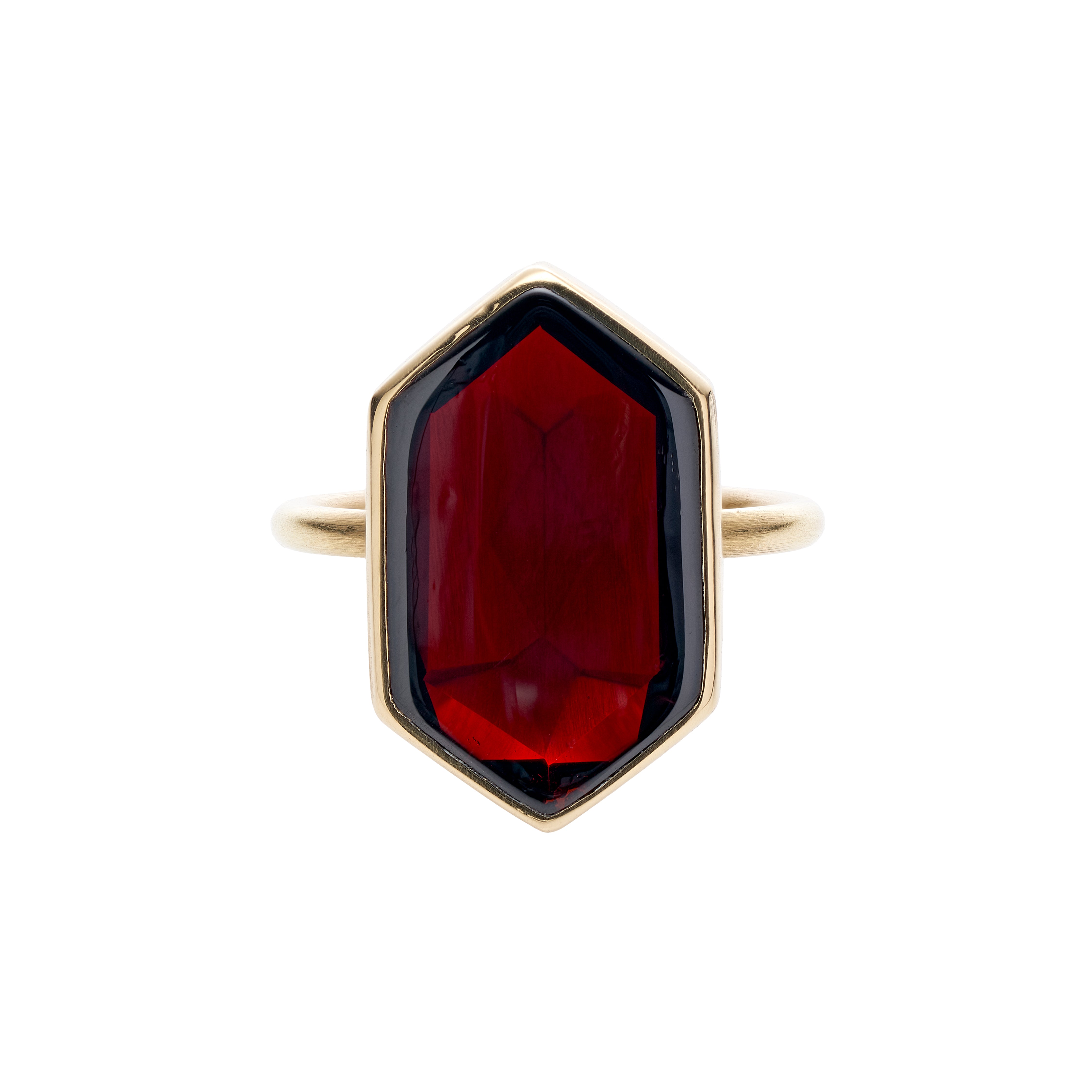 Gabriella Kiss 18k Shield Cut Almandine Garnet Ring