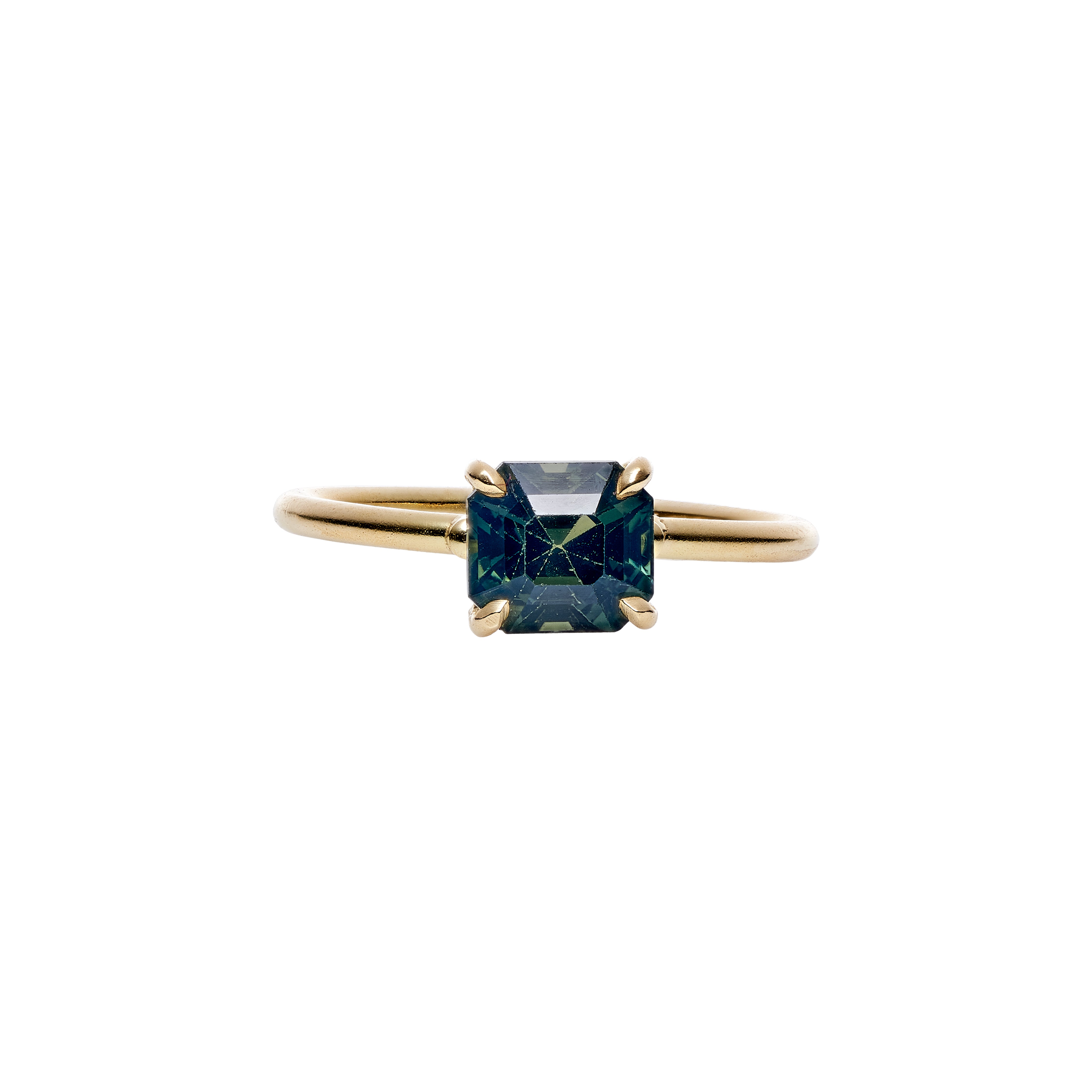 Tura Sugden 18k Madagascar Deep Teal Sapphire Ring- 1.57ct