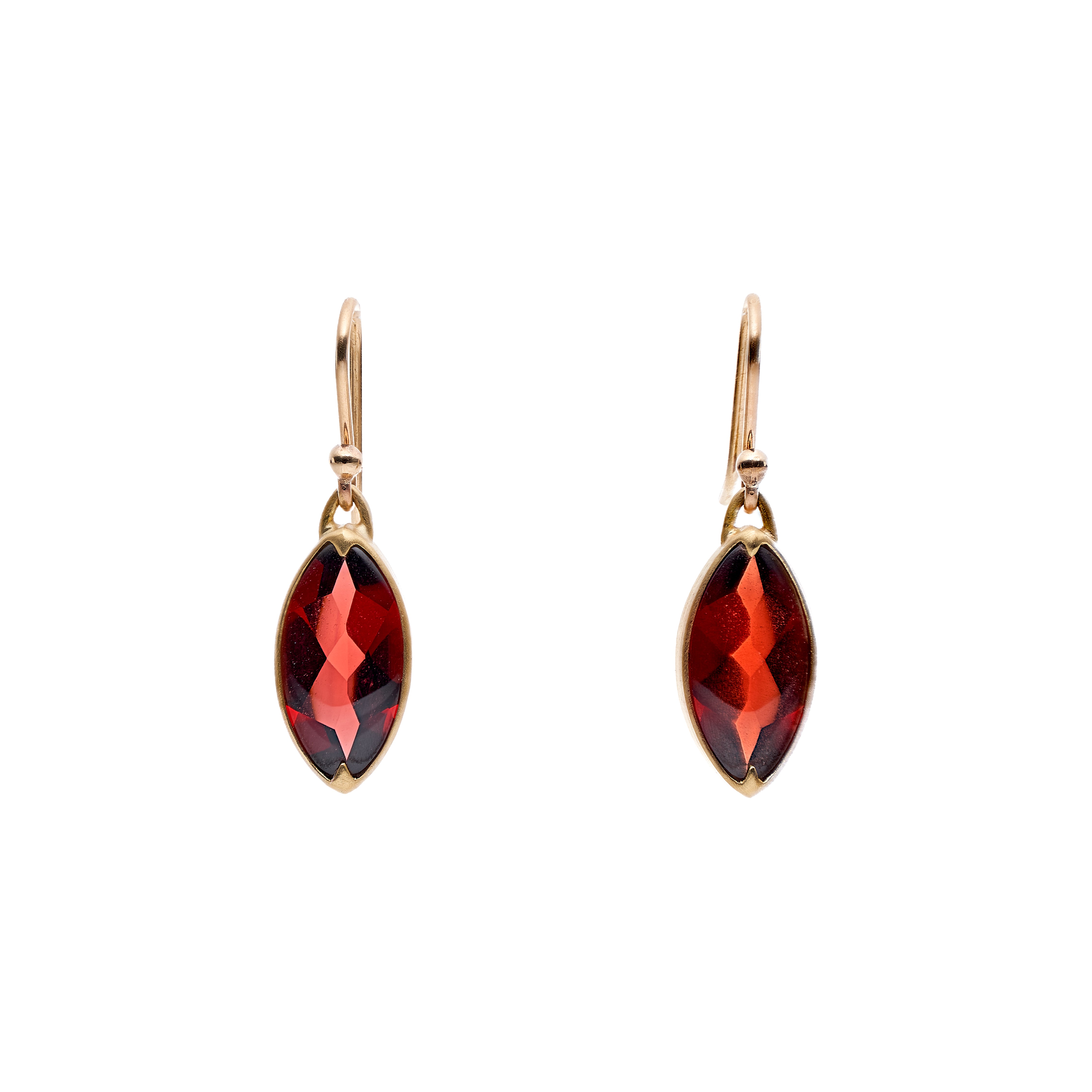 Gabriella Kiss 18k Marquis Buff Top Garnet Earrings