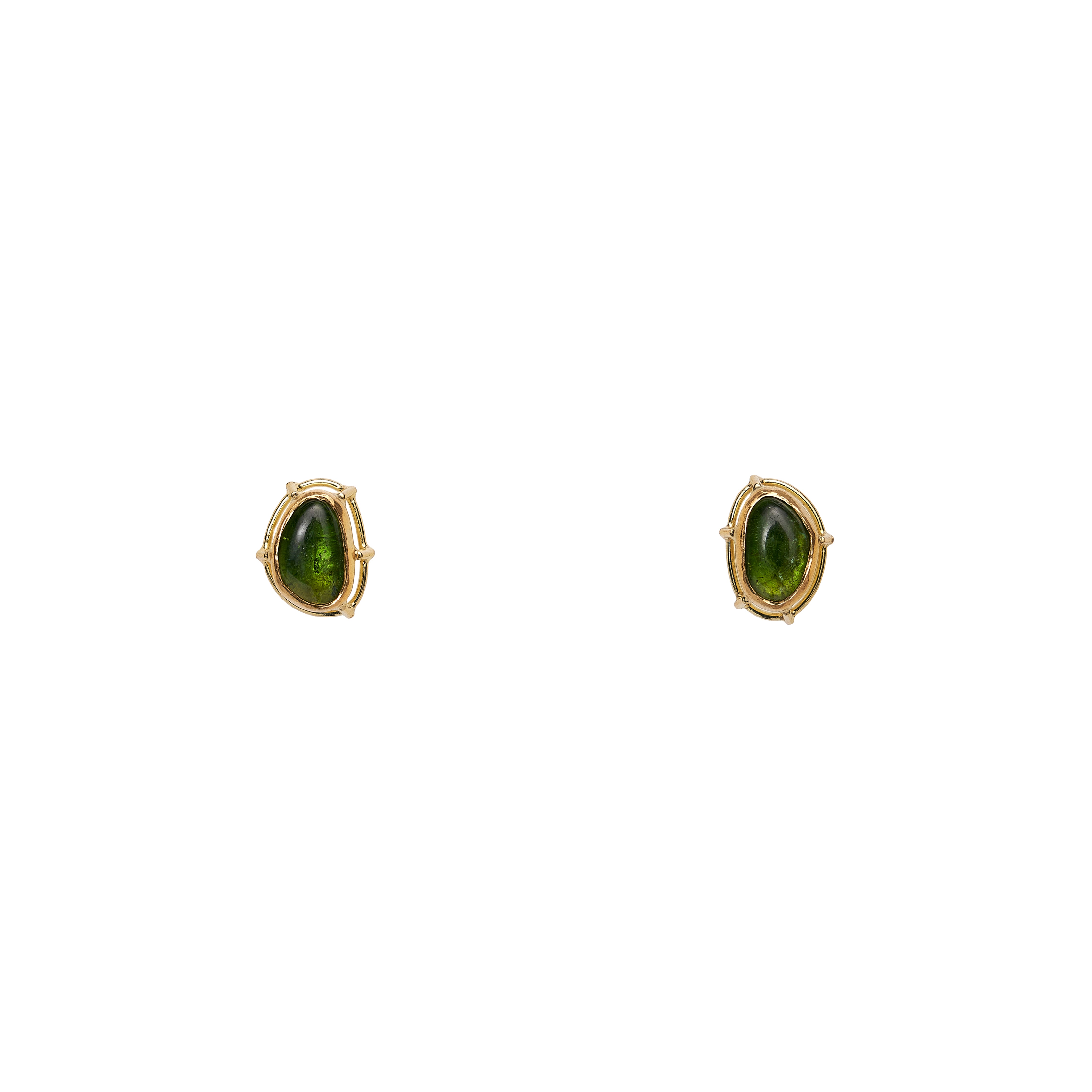 Tura Sugden 18k/22k Green Tourmaline Cabochon Earrings- 1.32ct