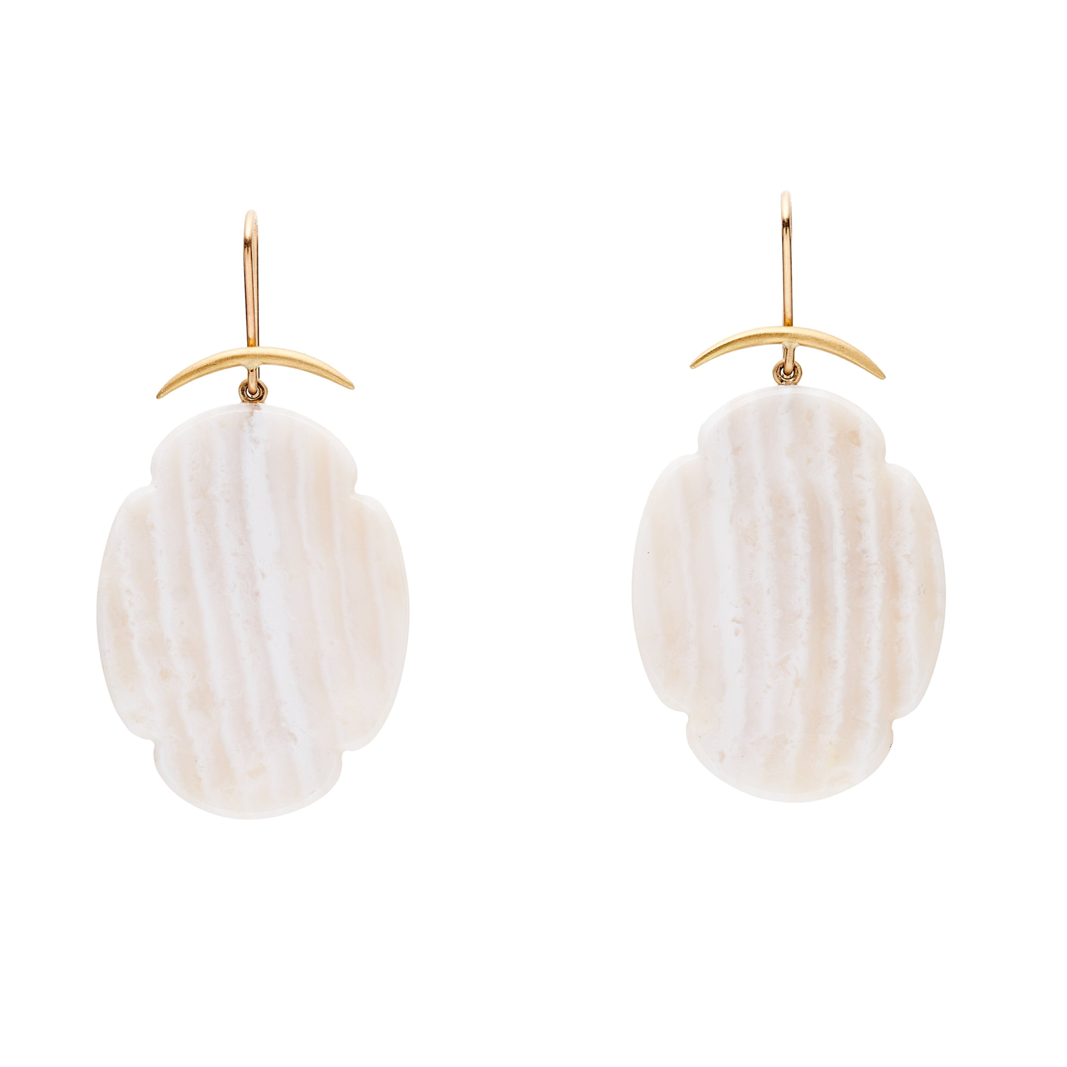 Gabriella Kiss 14k/18k White Banded Agate Scallop Earrings