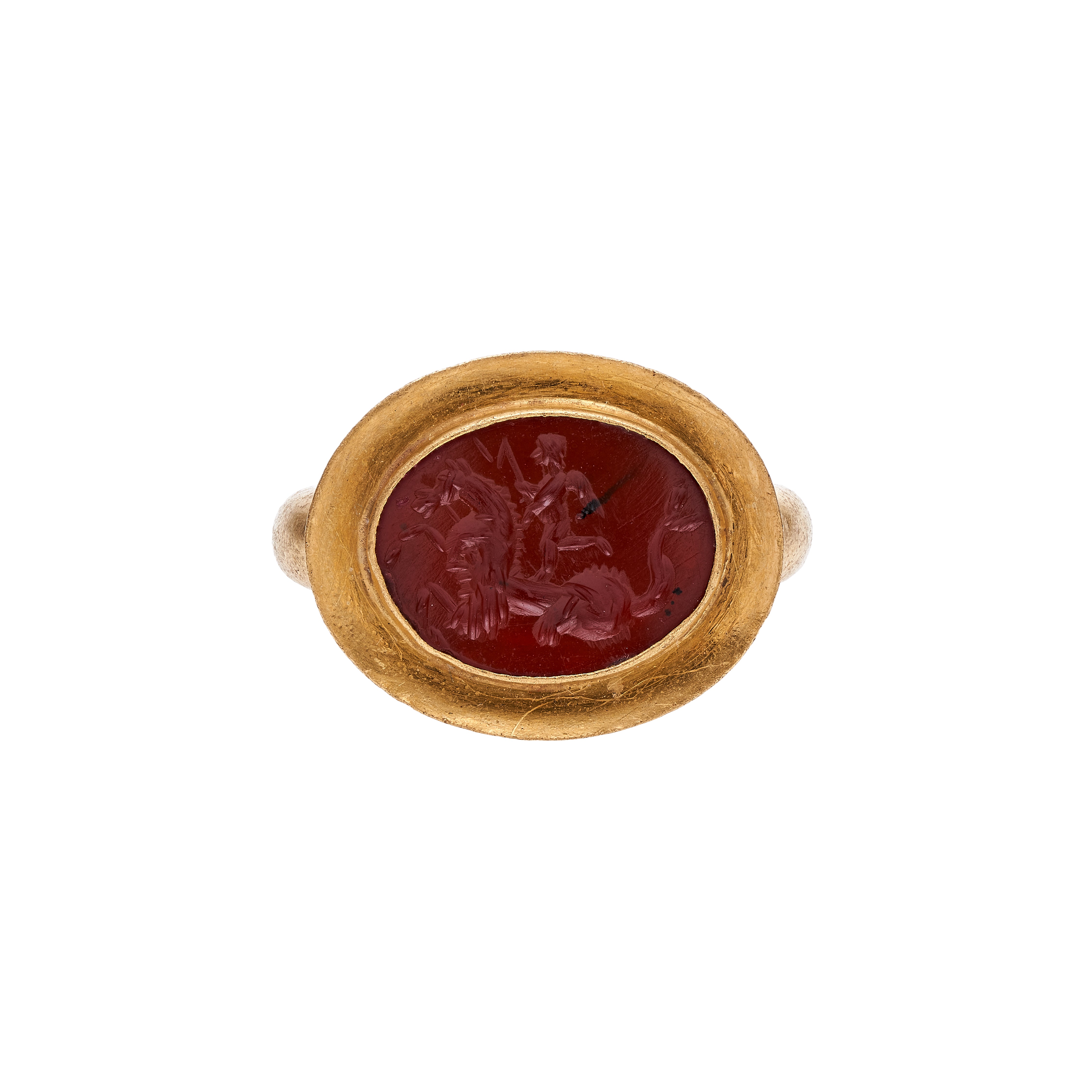 Ancient 21.5k Roman Carnelian Intaglio Ring