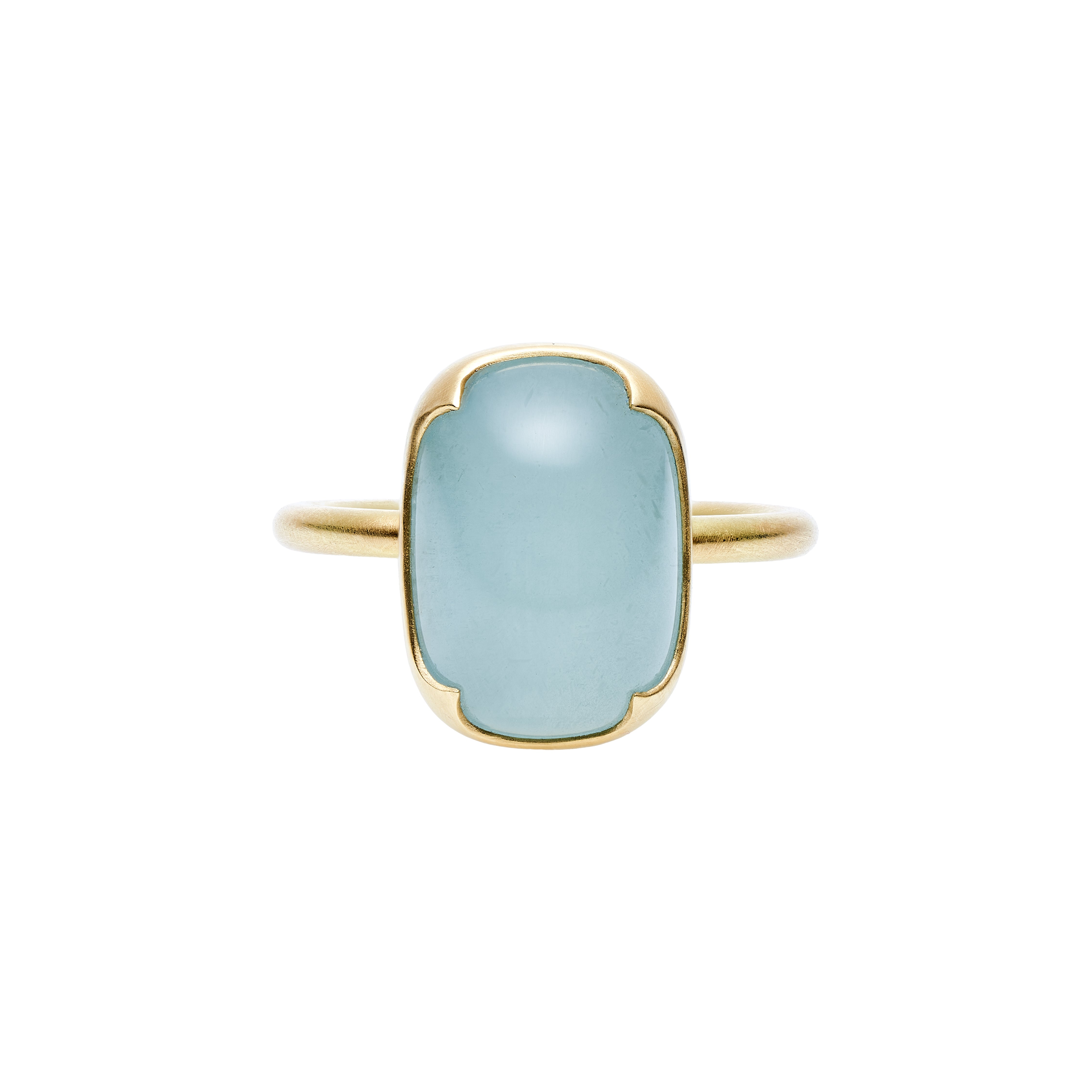 Gabriella Kiss 18k Milky Four Scallop Cushion Aquamarine Ring