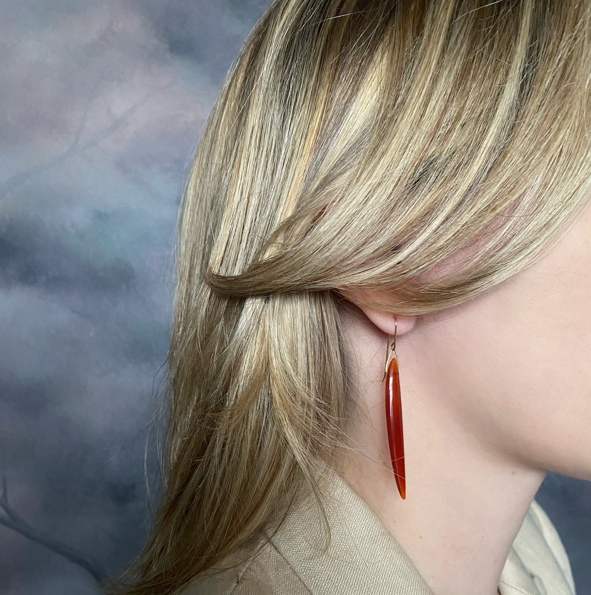 Gabriella Kiss Carnelian Bean Earrings