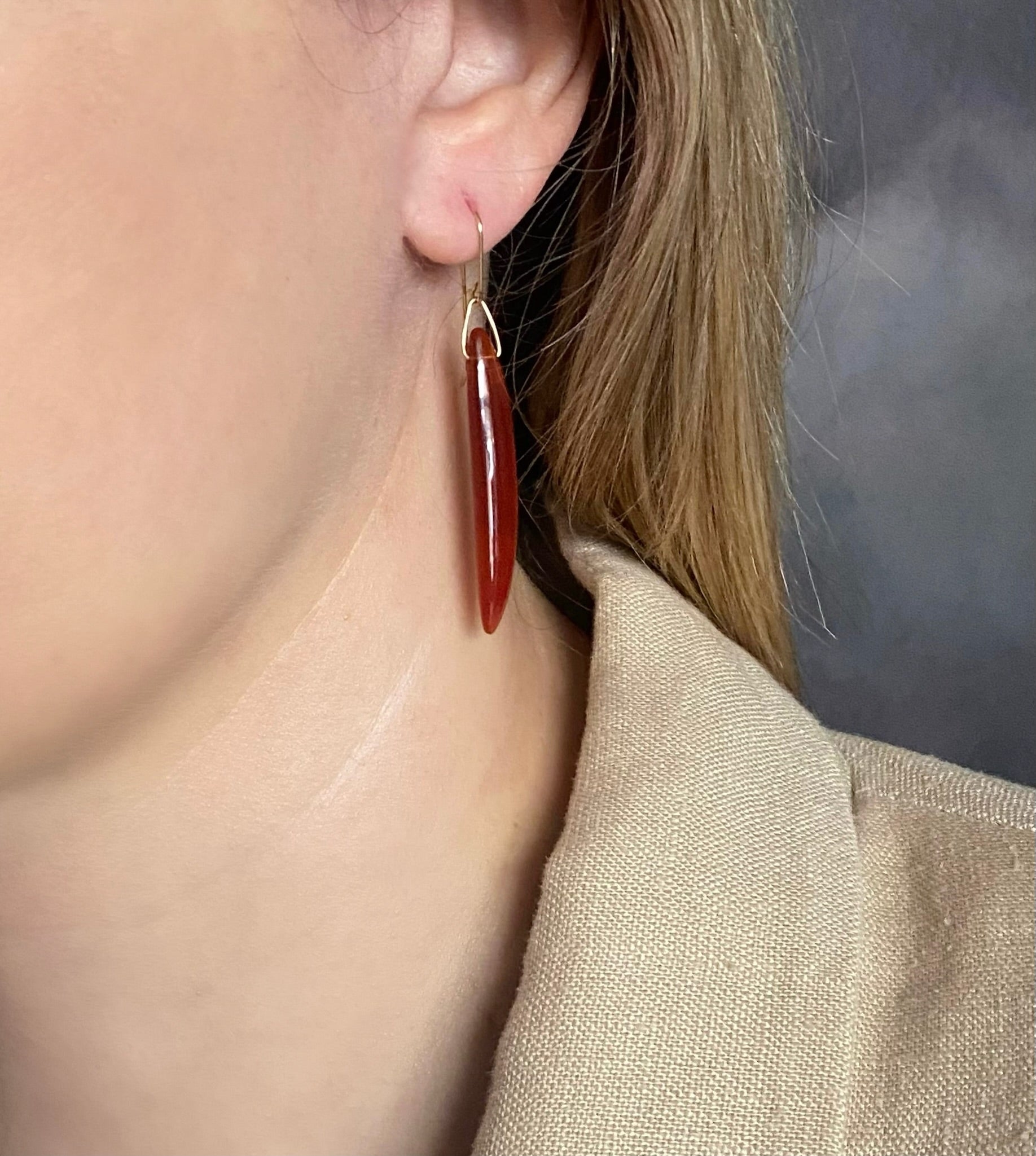 Gabriella Kiss Carnelian Bean Earrings