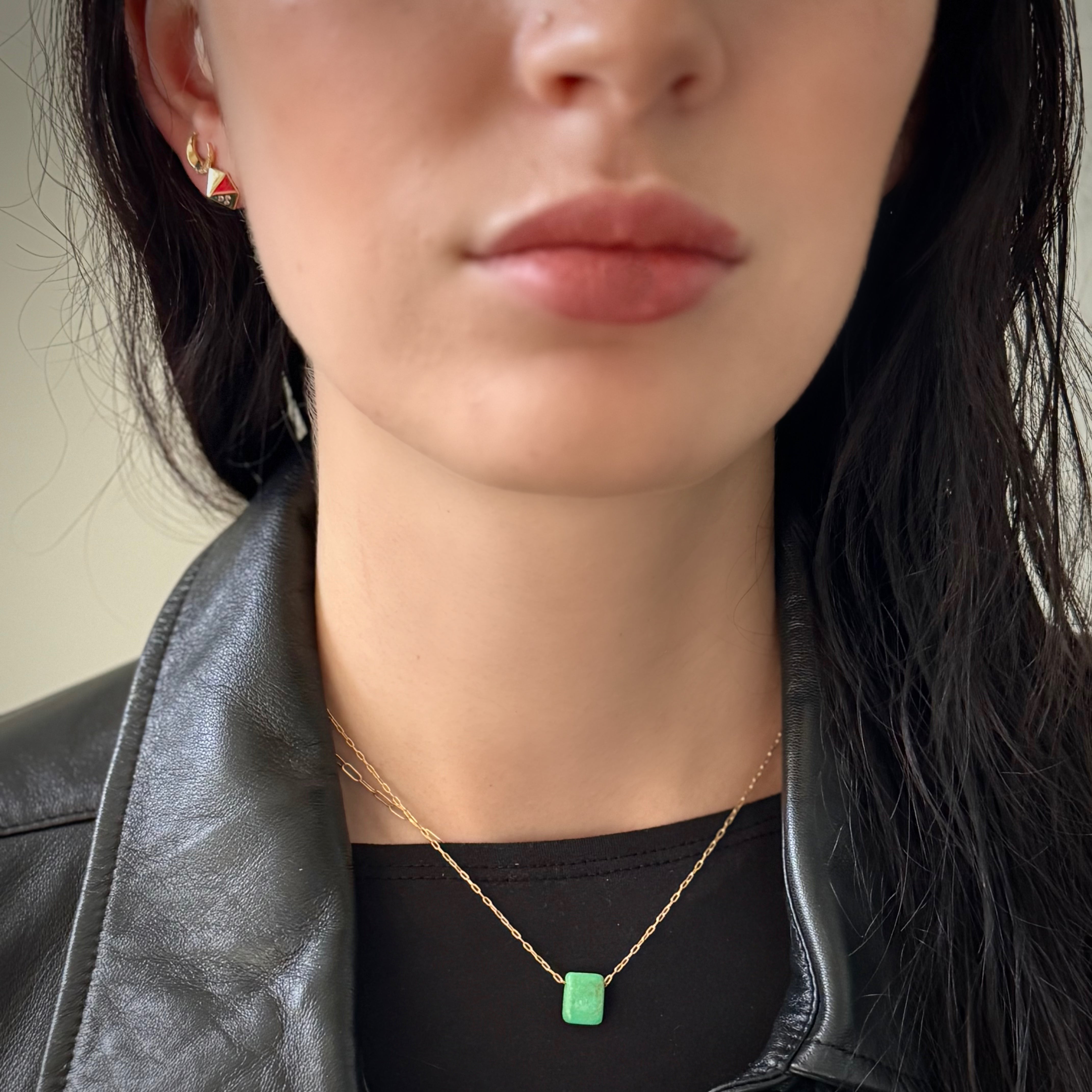 TenThousandThings 18k Green Turquoise Chicklet Necklace