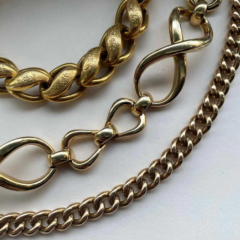 Vintage Mid-Century 18k Heavy Curb Link Bracelet- 8"