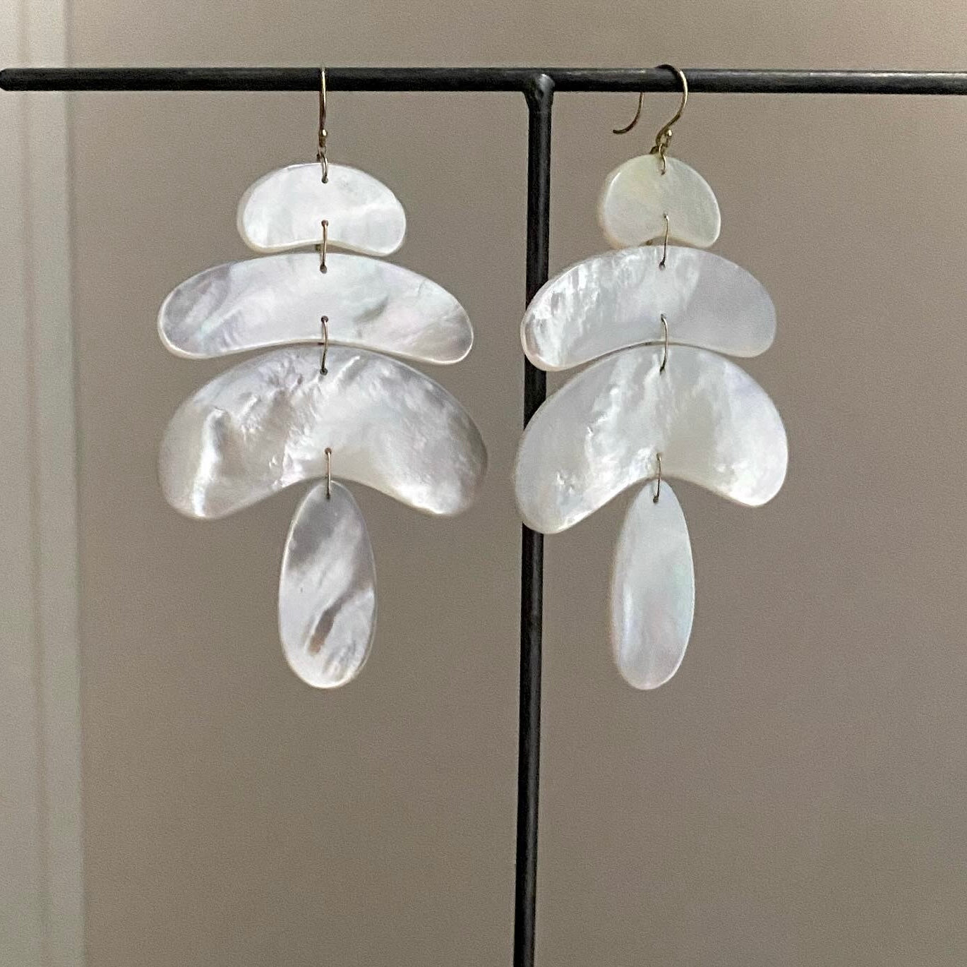 TenThousandThings 18k Large Mother of Pearl Totem Earrings