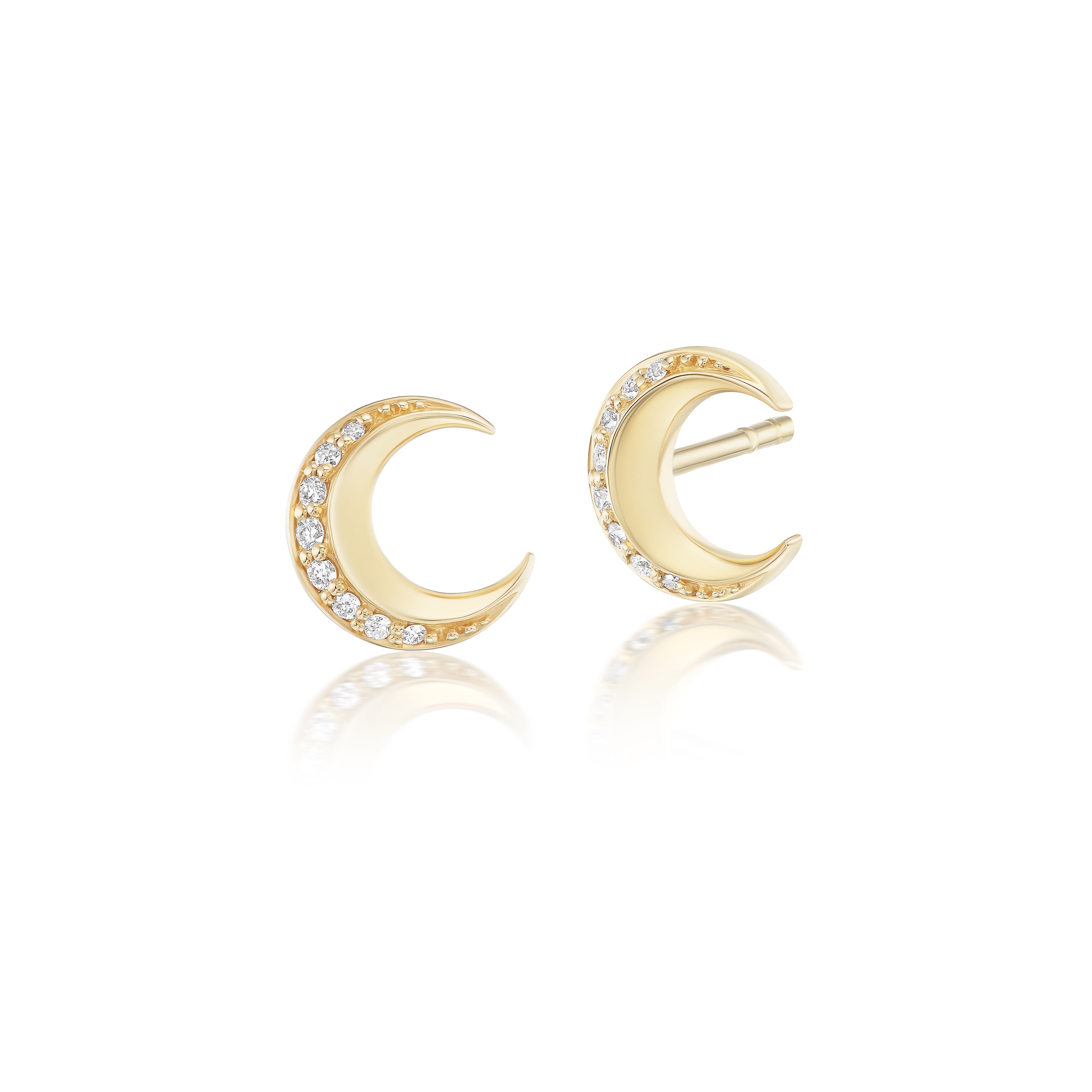 Harwell Godfrey 18k Diamond Tiny Moon Stud Earrings