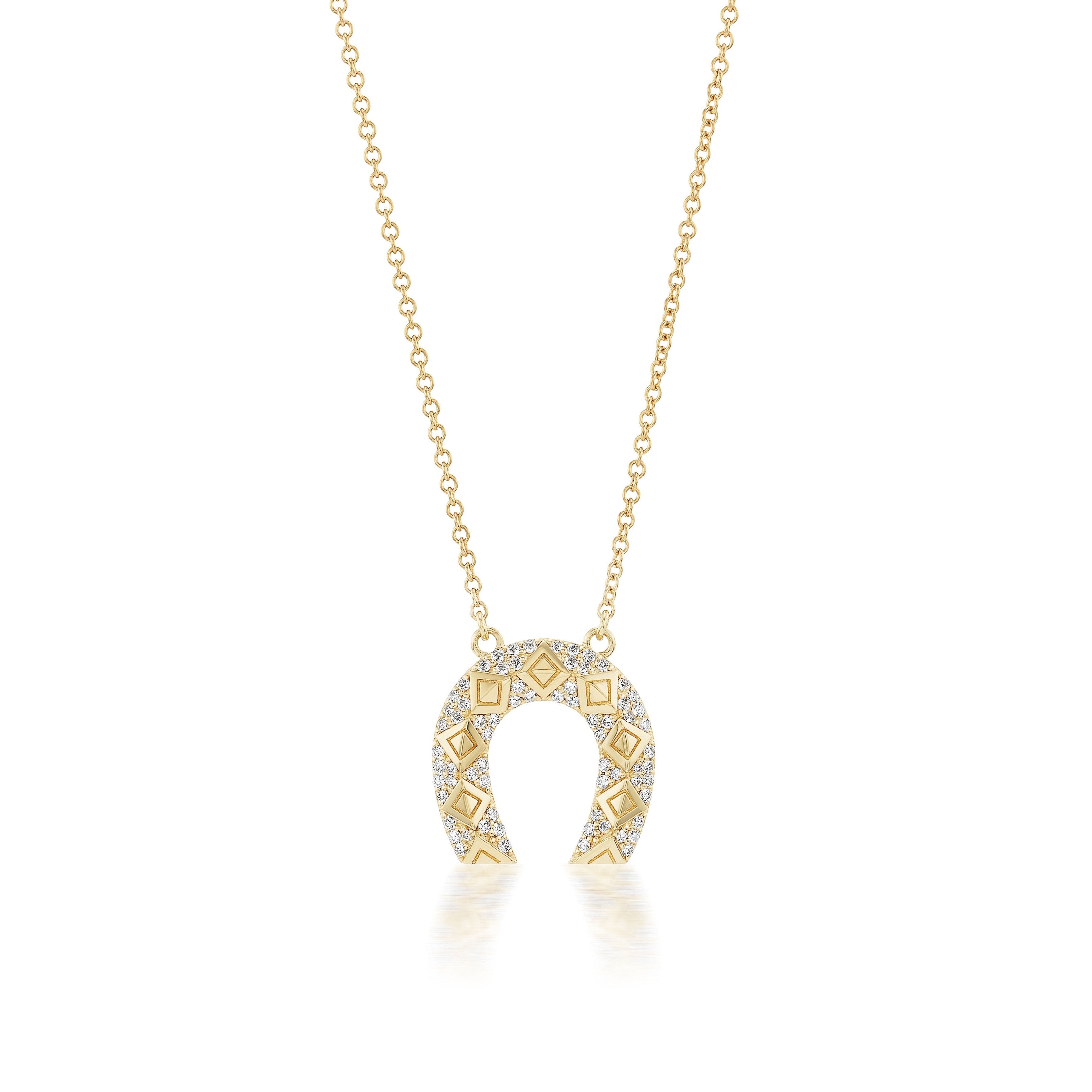 Harwell Godfrey 18k Mini Horseshoe Necklace w/ Diamonds- 16"-18"