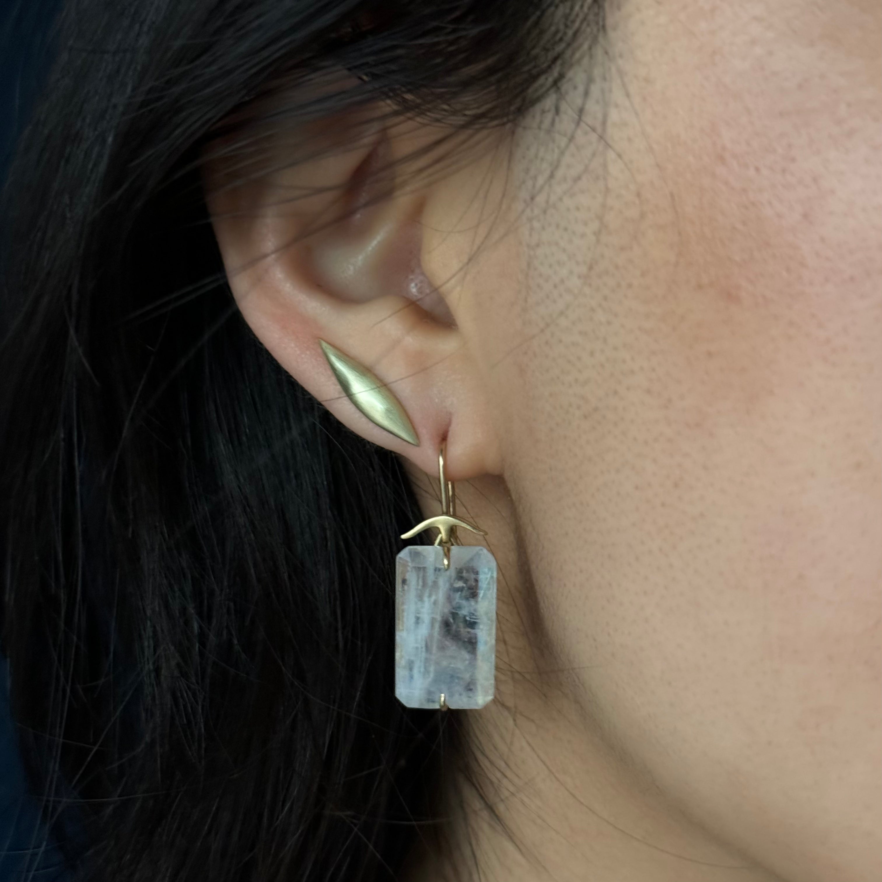 Gabriella Kiss 18k/14k Emerald Cut Moonstone Earrings