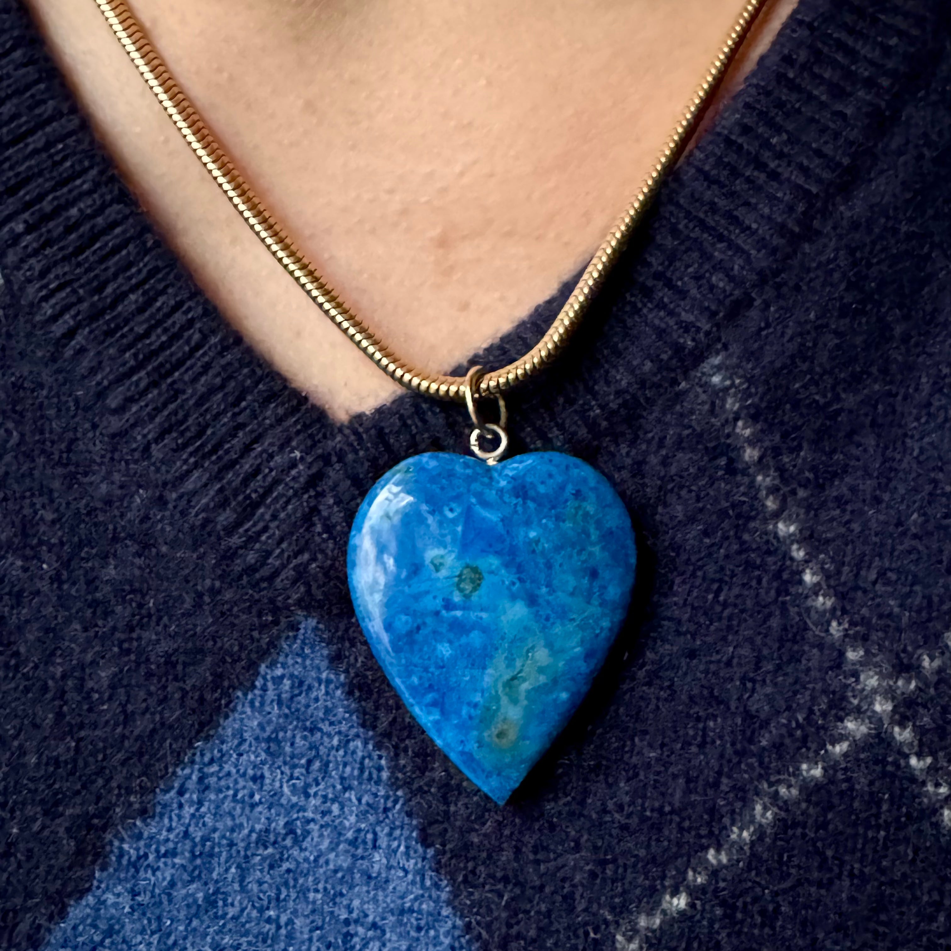 Vintage Mid-Century Sodalite Heart Pendant