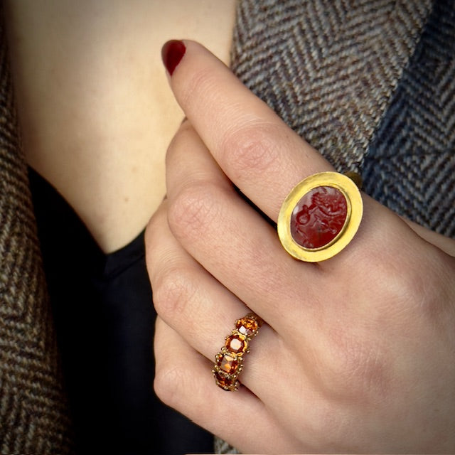 Ancient 21.5k Roman Carnelian Intaglio Ring