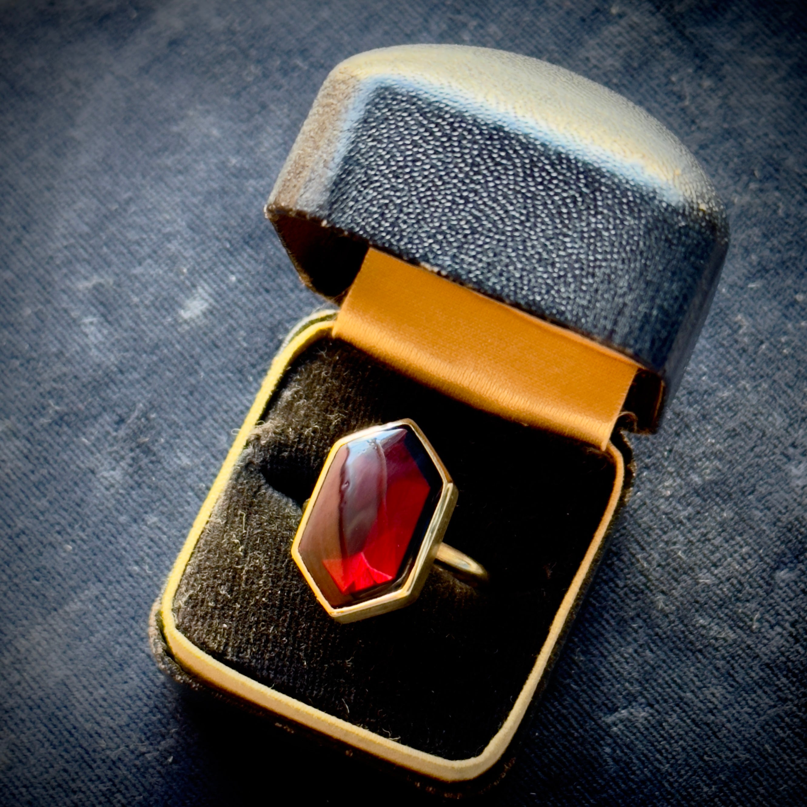 Gabriella Kiss 18k Shield Cut Almandine Garnet Ring