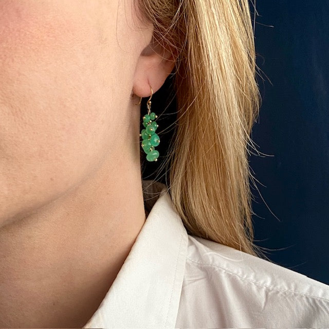 TenThousandThings 18k Chrysoprase Tapered Bead Earrings