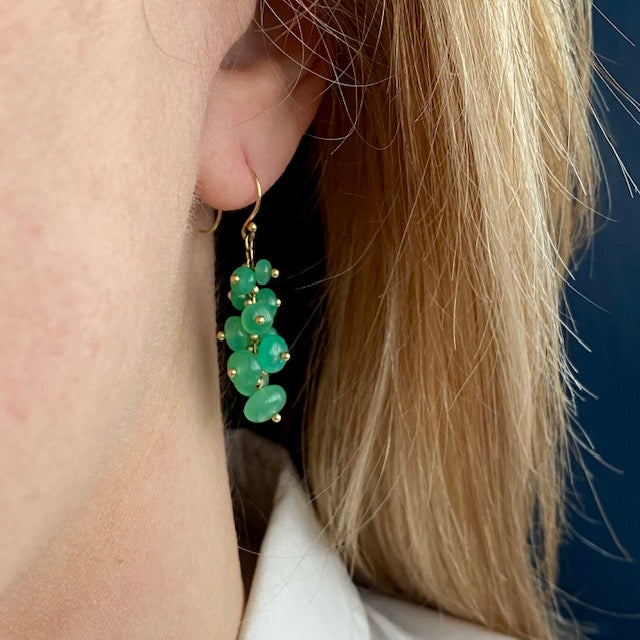 TenThousandThings 18k Chrysoprase Tapered Bead Earrings