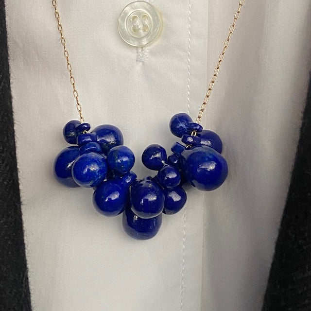 TenThousandThings 18k Hand Cut Lapis Bulb Necklace - 24"