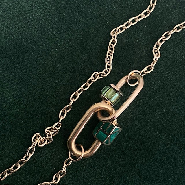 Marla Aaron 18k Malachite Inlay Chubby Medium Lock