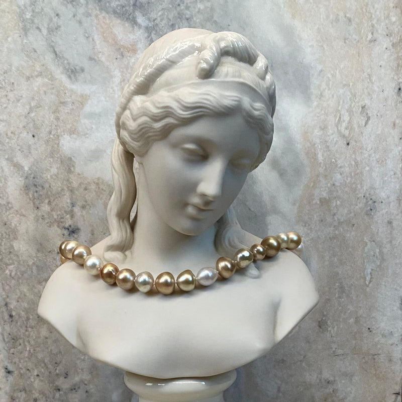 Vintage Mixed Golden South Sea Pearl Necklace - 18"