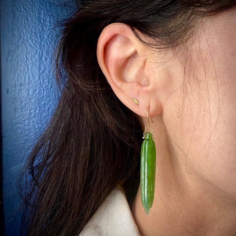 TenThousandThings 18k Jade Pine Needle Earrings