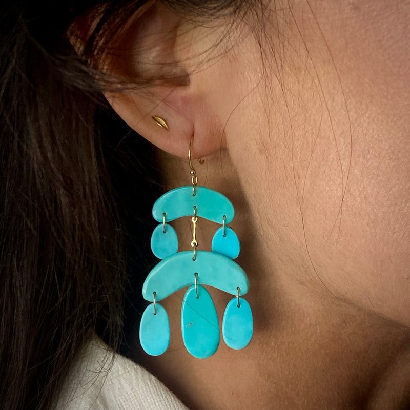 TenThousandThings 18k Mini Chandelier Turquoise Earrings