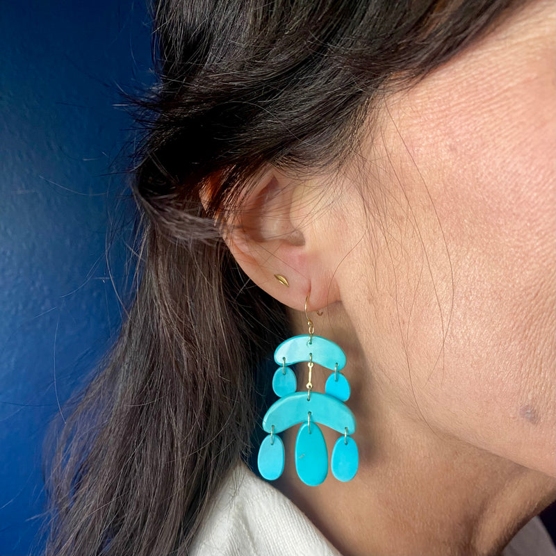 TenThousandThings 18k Mini Chandelier Turquoise Earrings