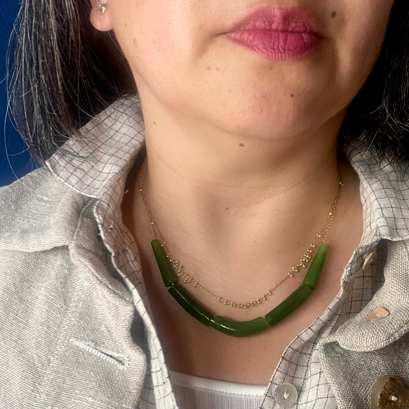 TenThousandThings 18k Jade Cut Stone Line Necklace