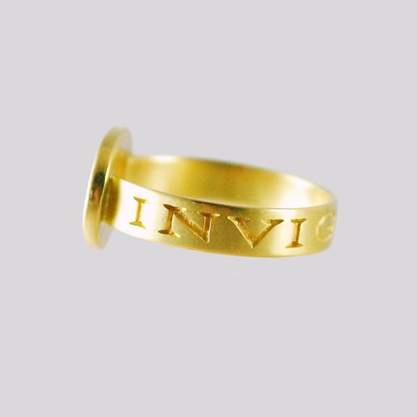 Gabriella Kiss 14k Small Eye Love Token Ring Inscribed with "Invigilare"