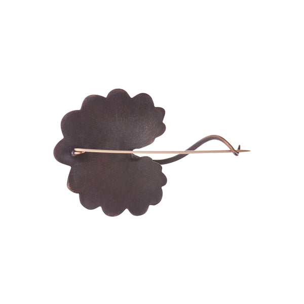 Gabriella Kiss Bronze Scallop Leaf Pin with 18k Beetle